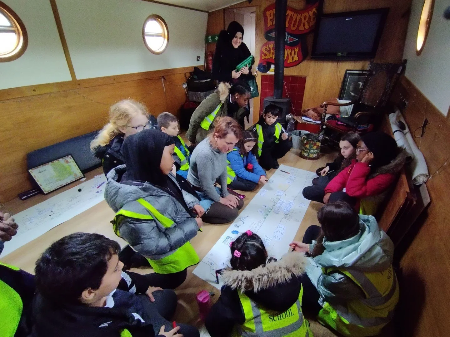 Leading a participatory design workshop with primary school groups for the Meridian Water canalside re-development. Collaboration with Bob Chase and Barge Fiodra - a mobile cinema and camera obscura; and Cathy Wade, lead artist as part of Festival of