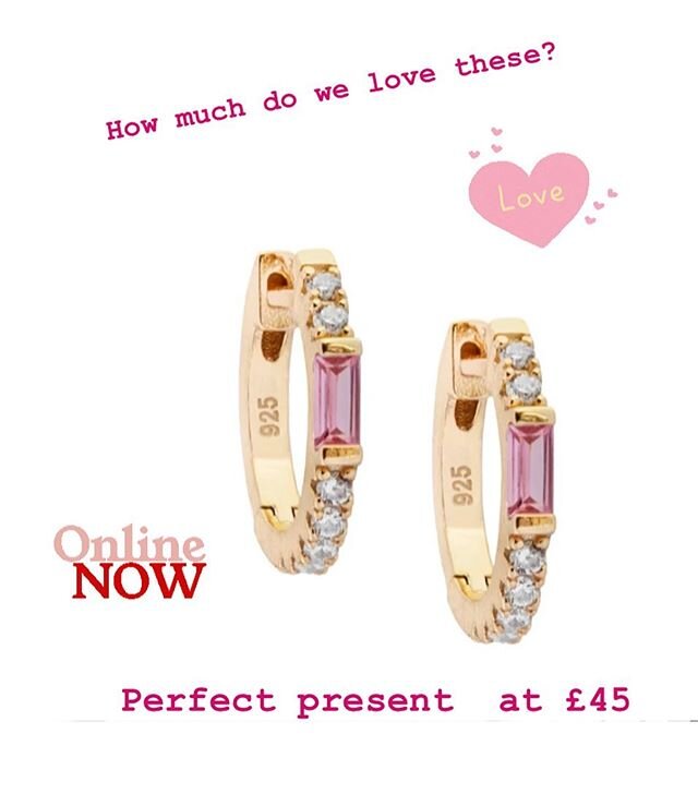 New stock online now 🙌🏻💗🌟💗🌟 including these gorgeous Ruby Love Hugs 💗🌟💗 slightly larger than our mid size hoops these are really special  and just perfect for Christmas 🌟💗🌟 #jewellery #goldjewellery #huggies #jewellerytomakeyouhappy 🌟💗?