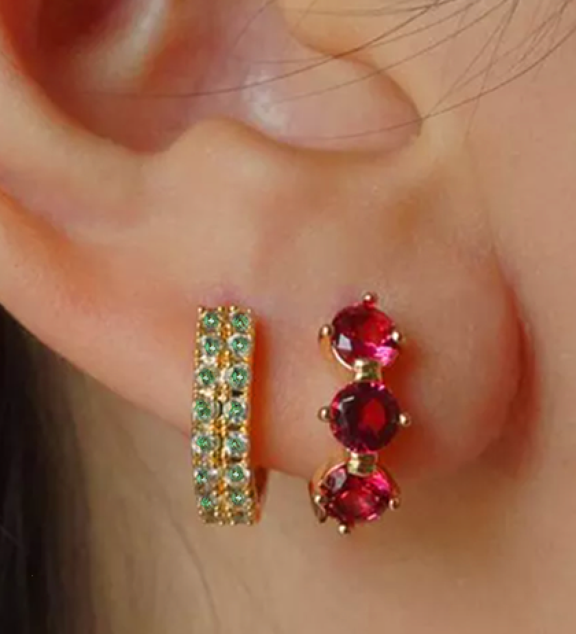 Emerald Bezel Huggie ONE SINGLE