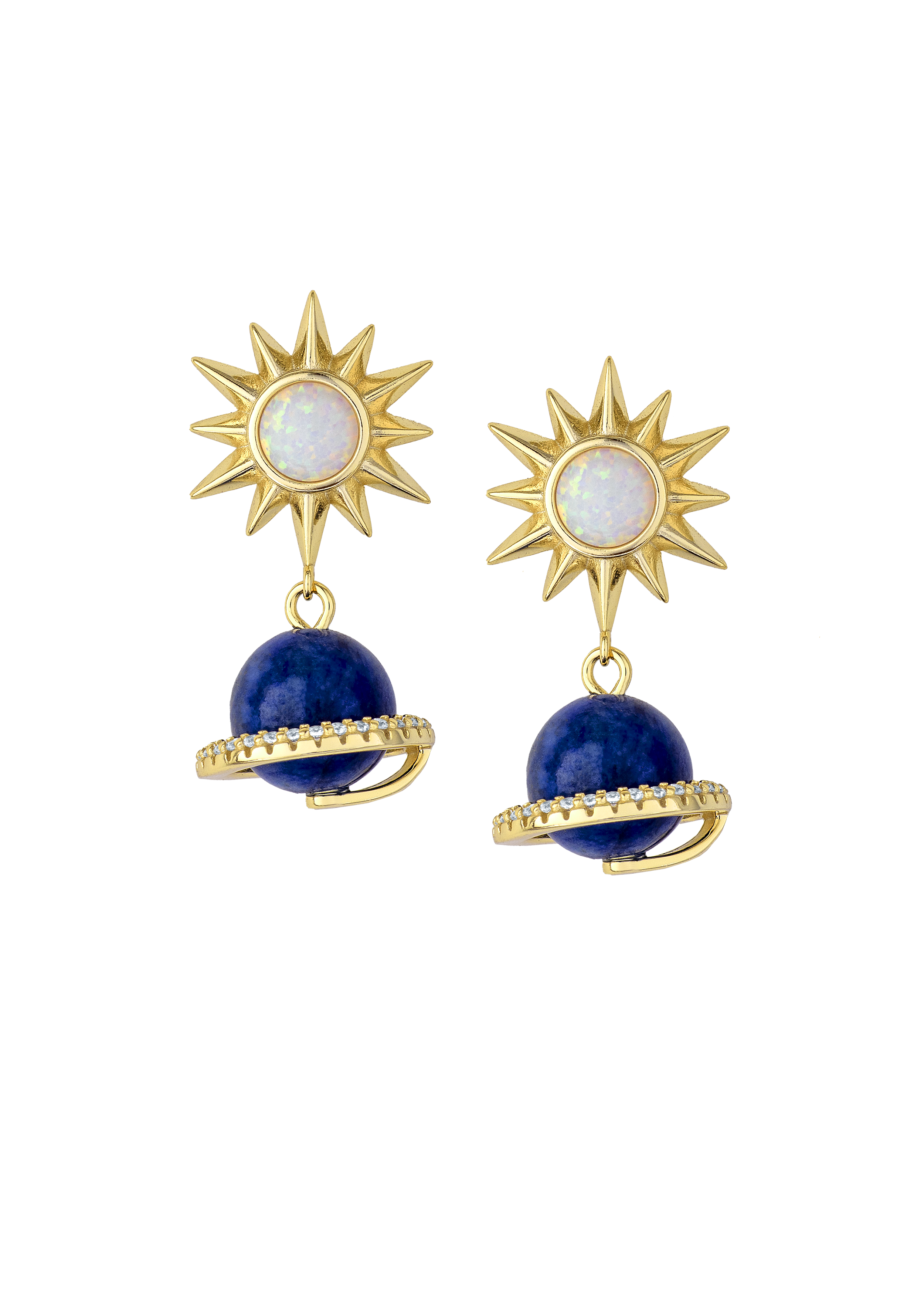 Lapis and Opal Planet earrings