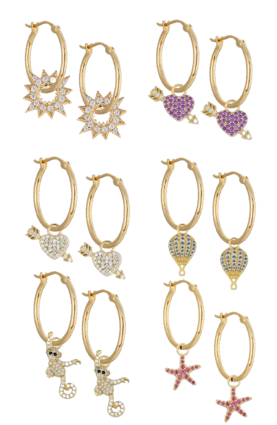 20mm Golden hoops with Charms