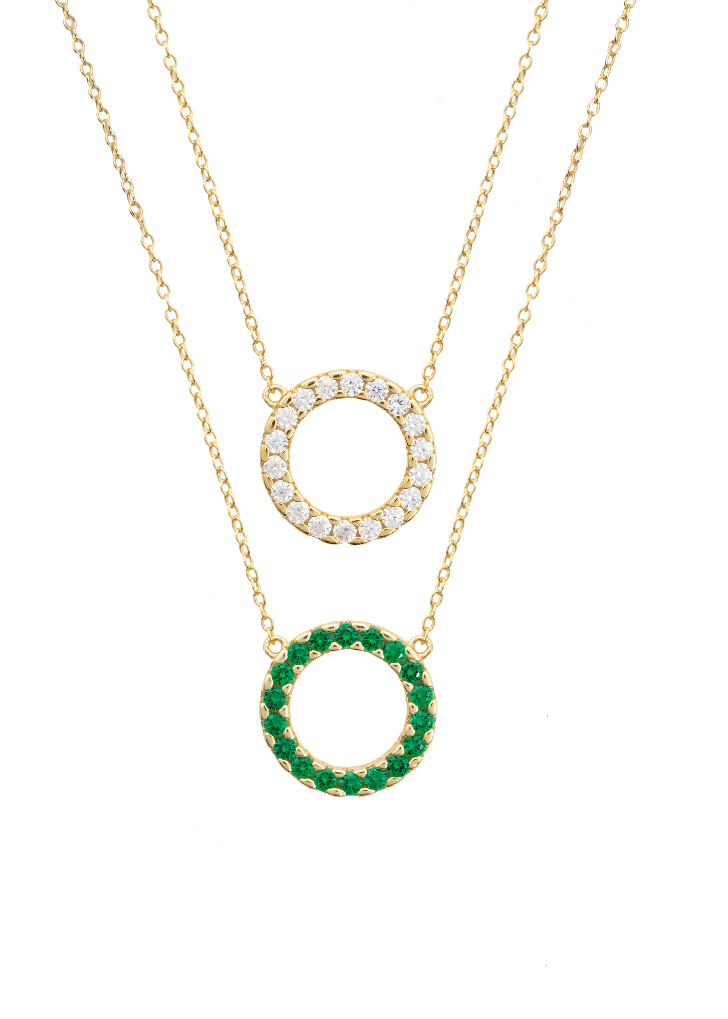 Eternity Necklace White or Bright Emerald stones