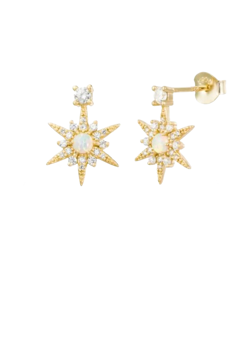 Opal Star Drop Studs