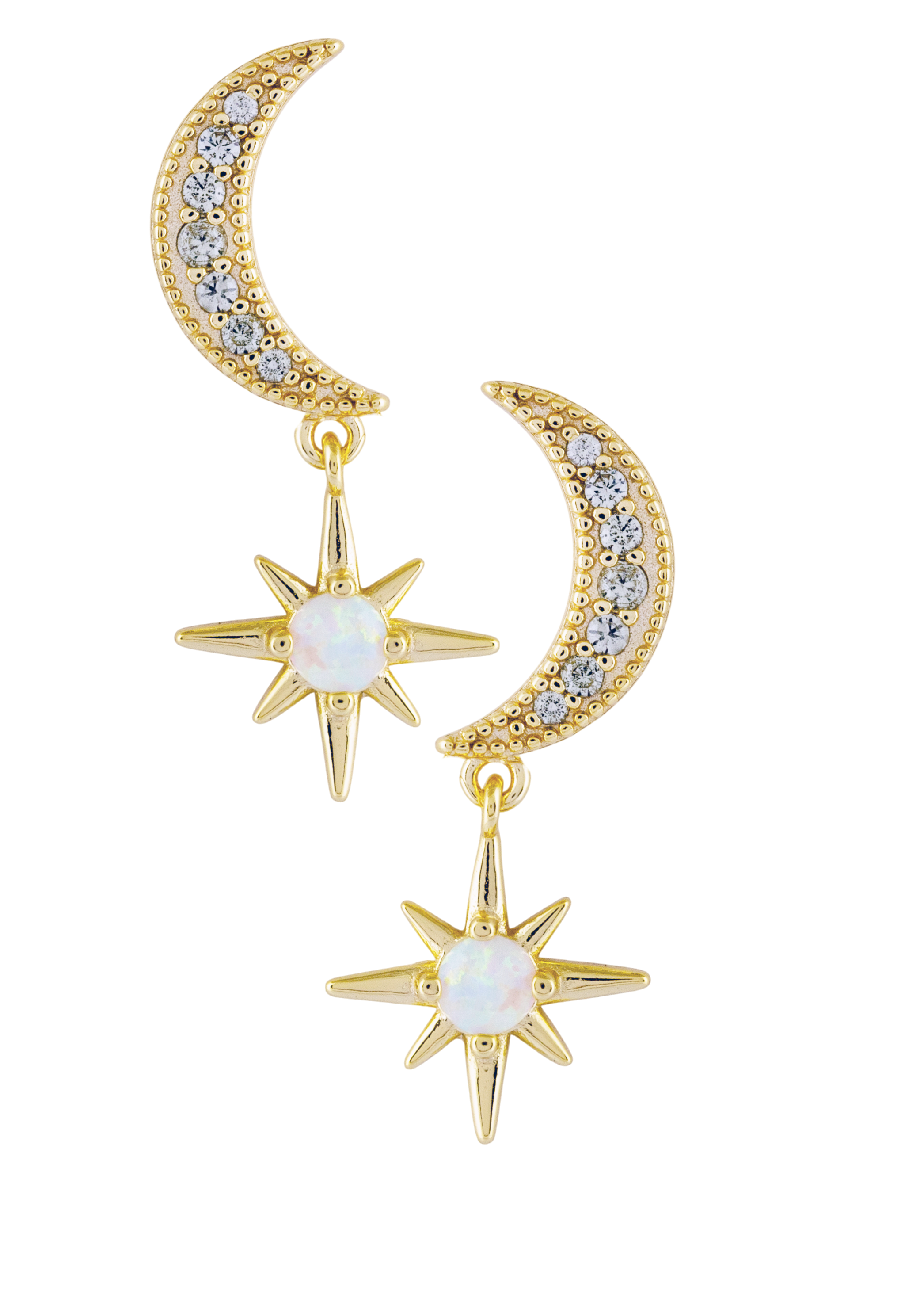 Opal Crescent moon earrings