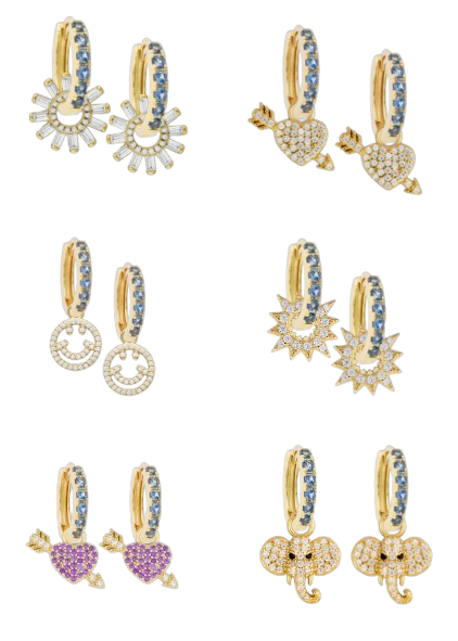 Aquamarine Midi Hoops with or without charms