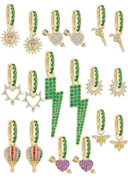 Emerald Midi hoops with or without Charms