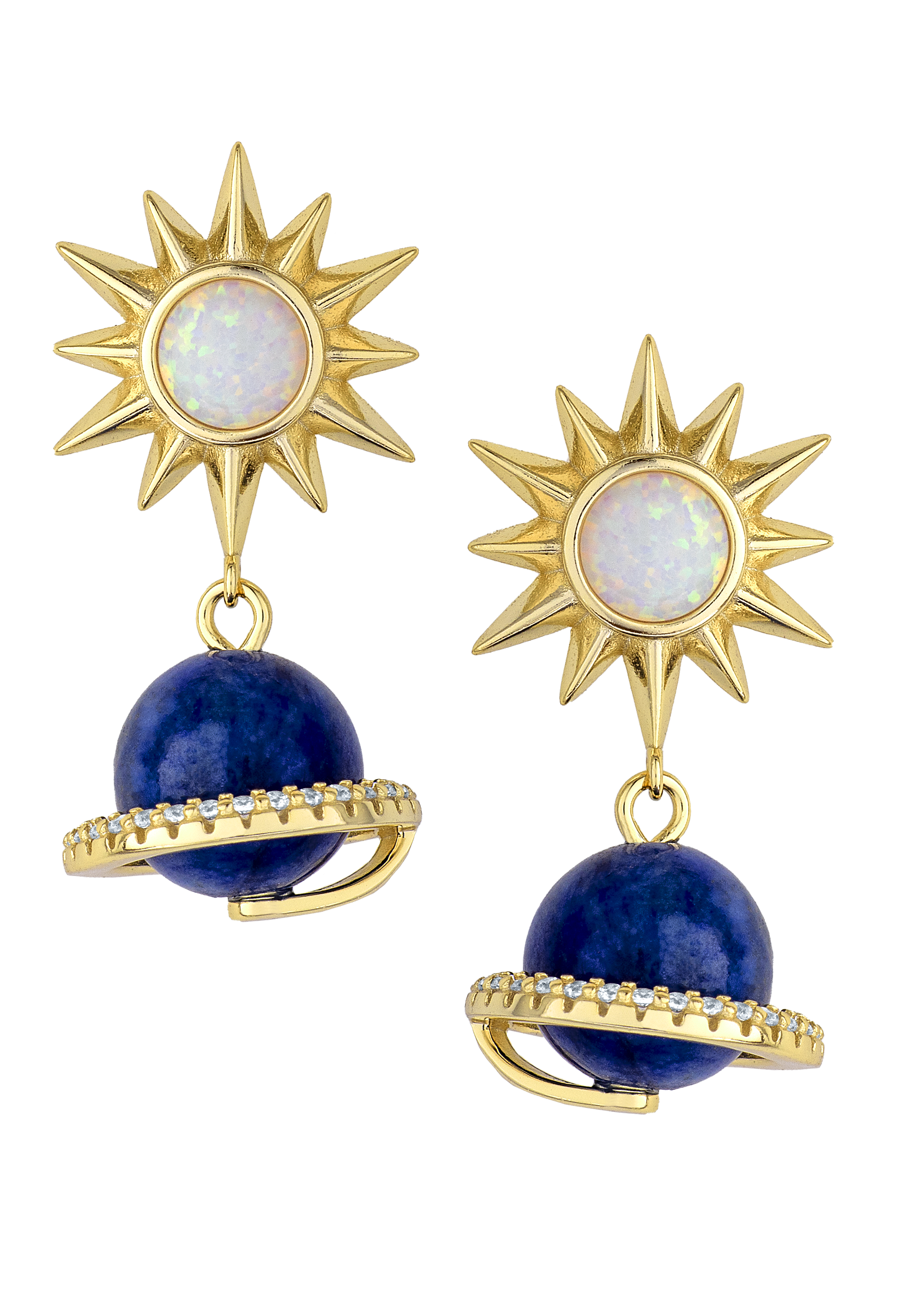 Lapis and Opal Planet earrings