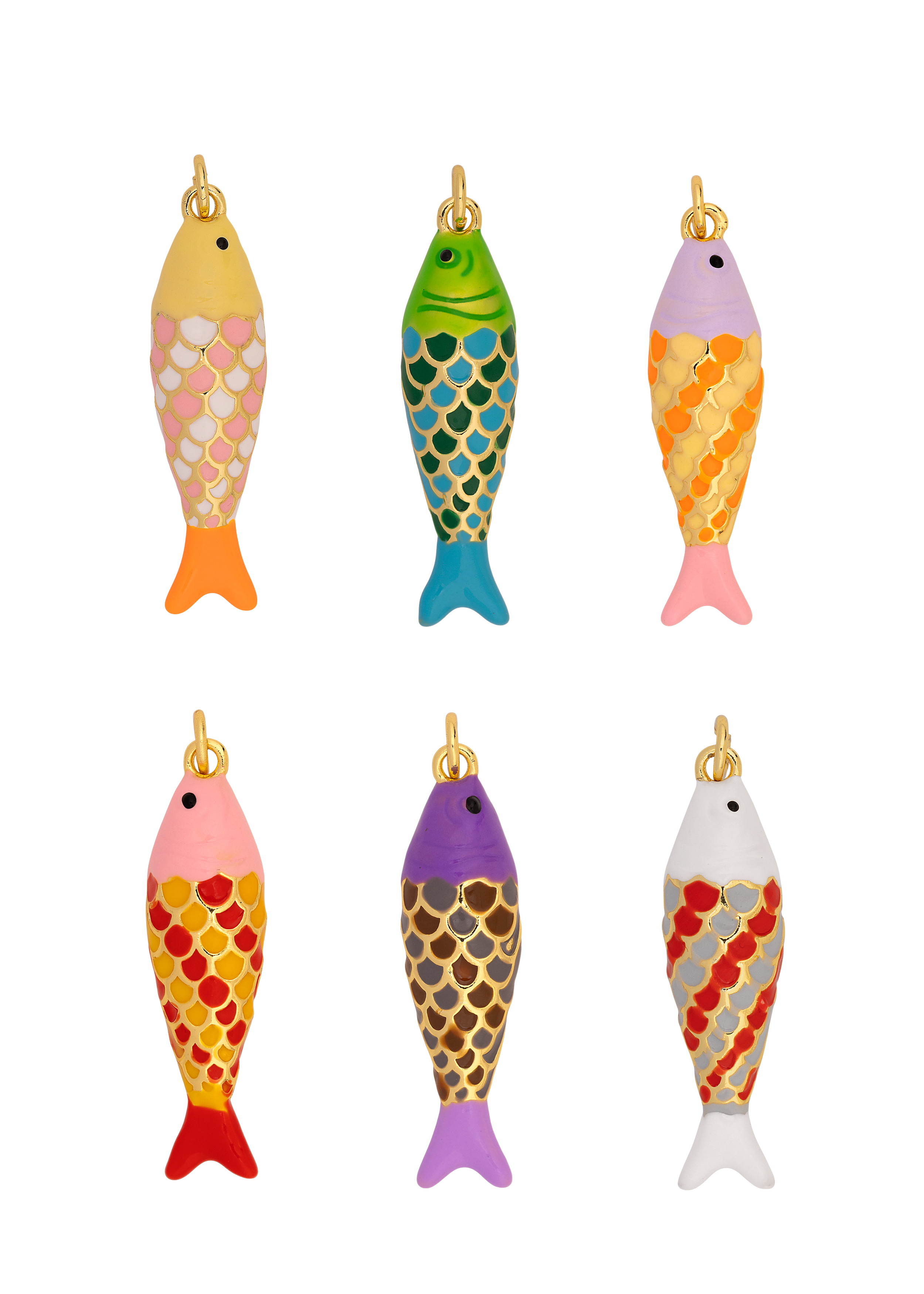 Twist Fish Enamel pendants