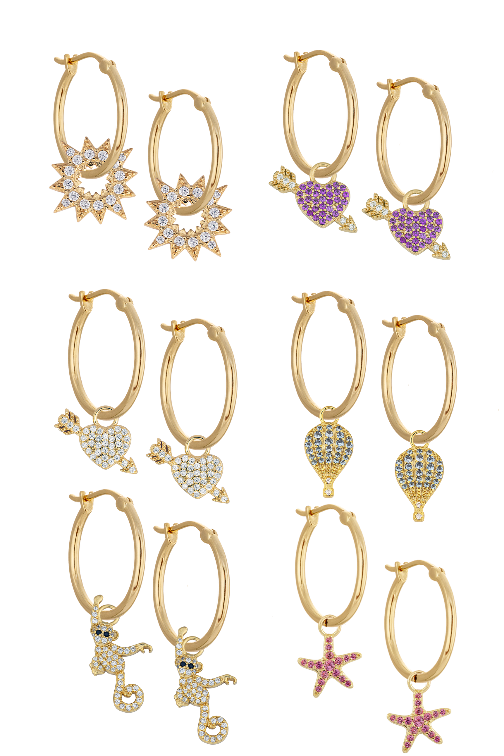 20mm Golden Hoops with charms