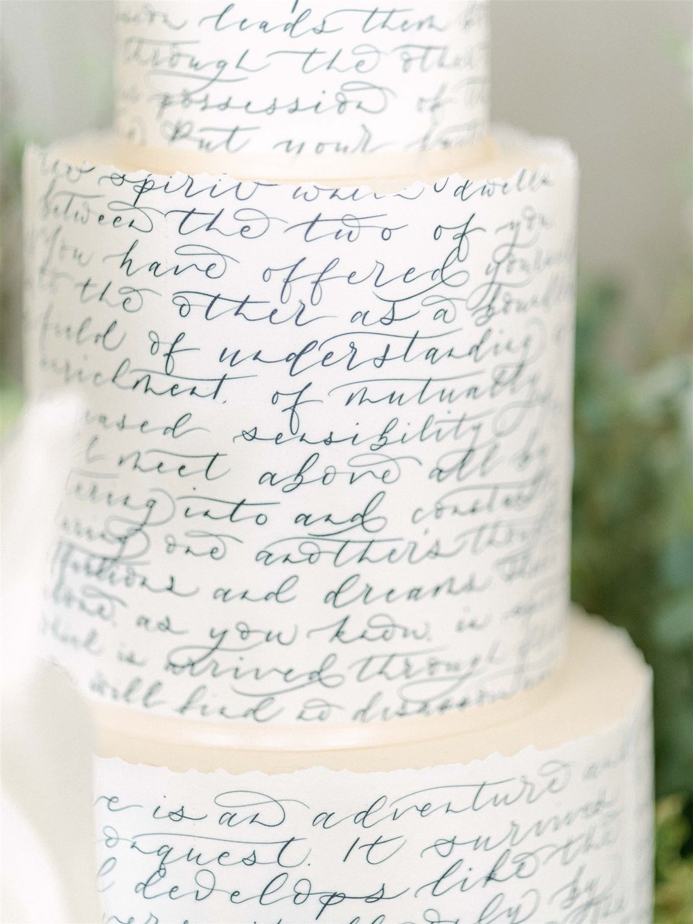 Erzulie Cakes Ink &amp; Paper Calligraphy wedding cake Wilderness Reserve