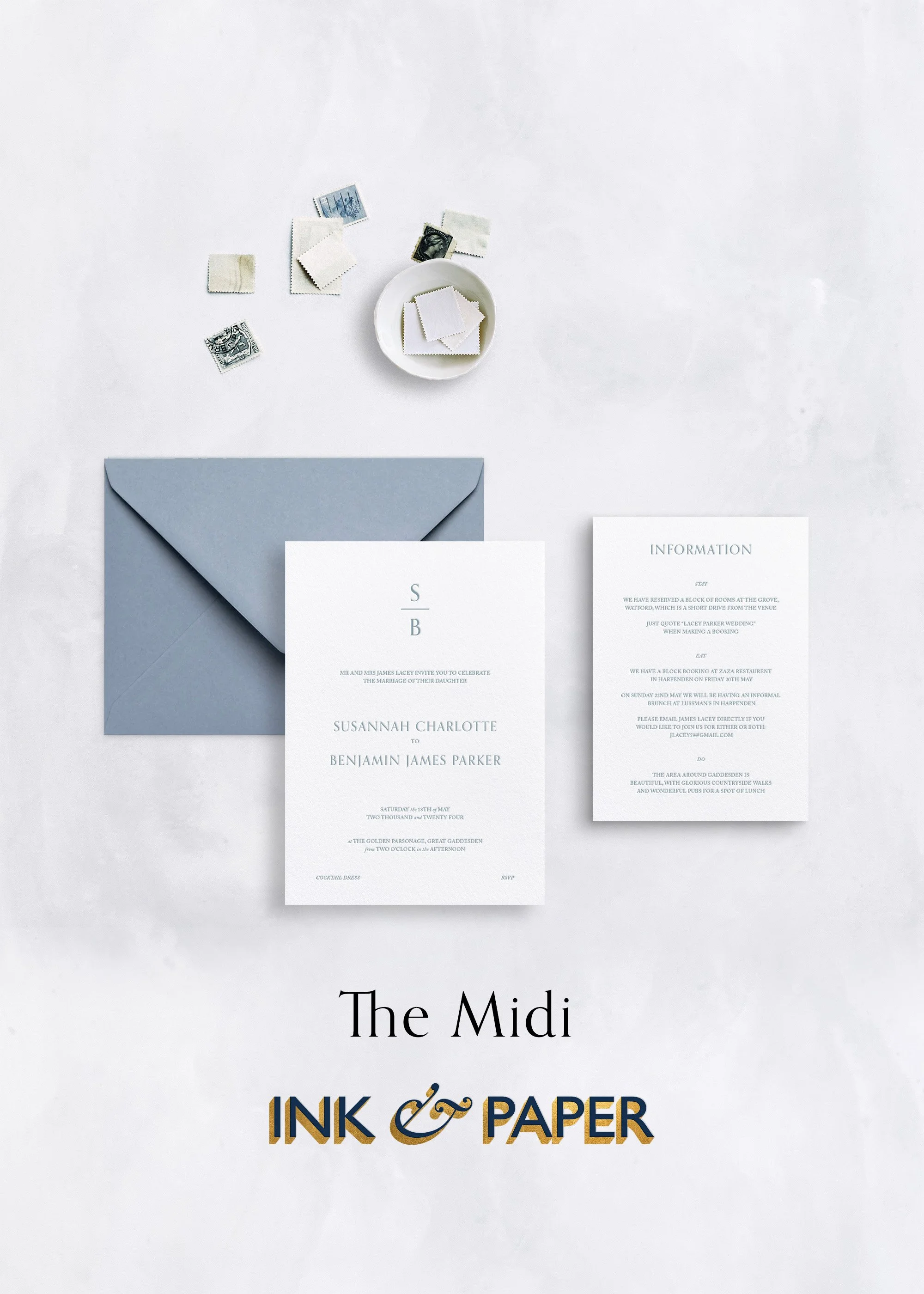 Elegant Letterpress Wedding Invitations The Edinburgh — Ink & Paper