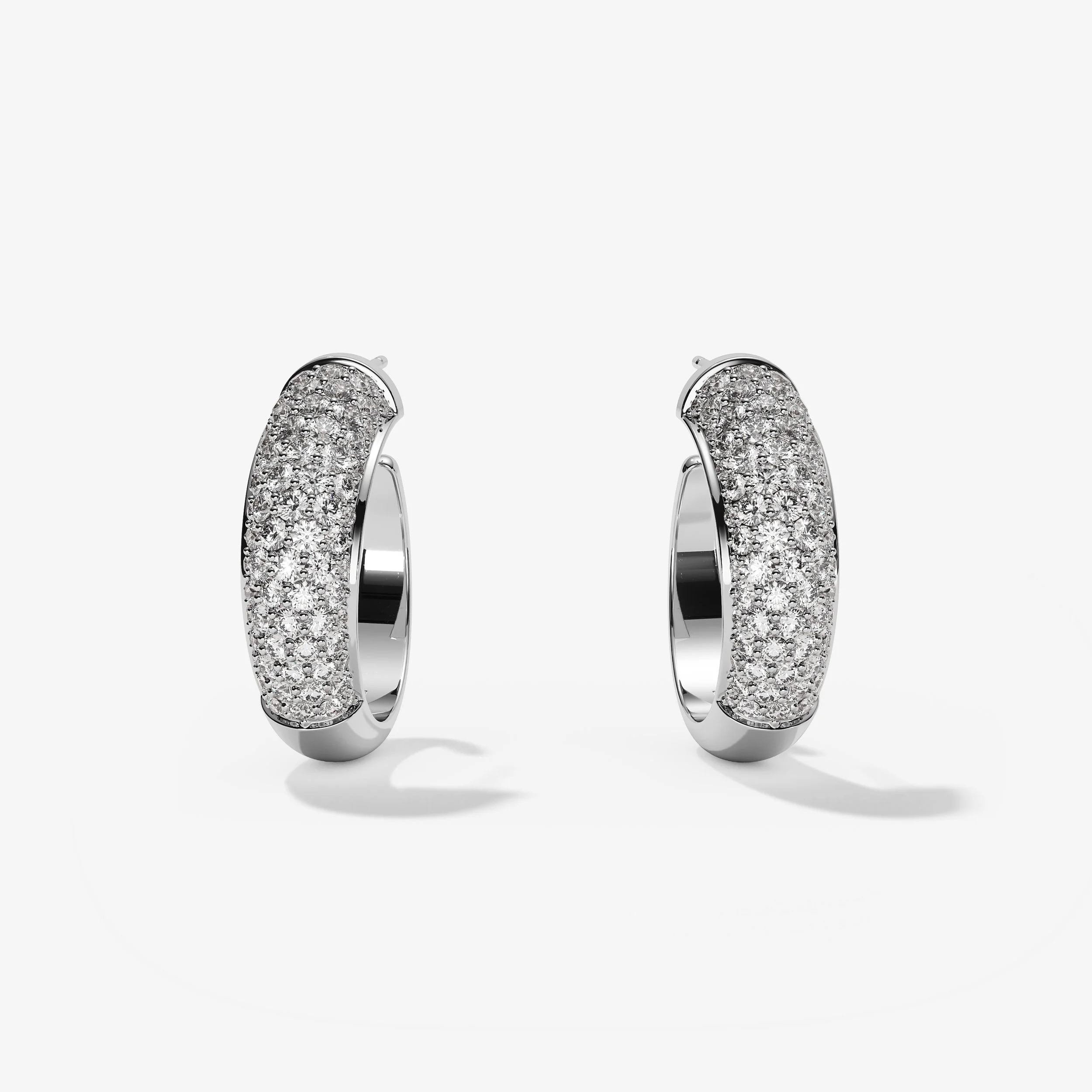 Lenaka pave hoops 14K recycled white gold and diamonds small, Beabond