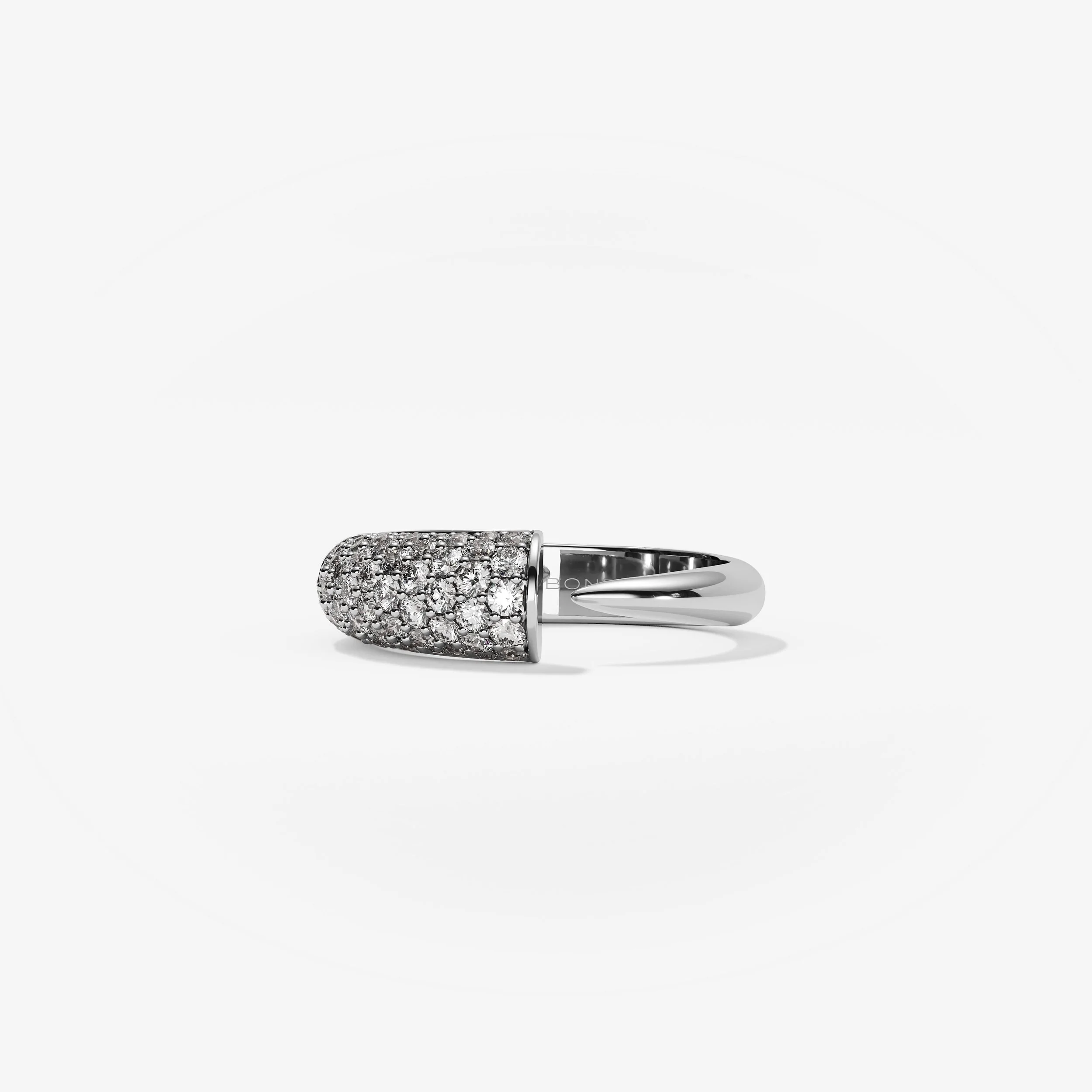 Beabond Lenaka 14k recycled white gold and diamond pave ring