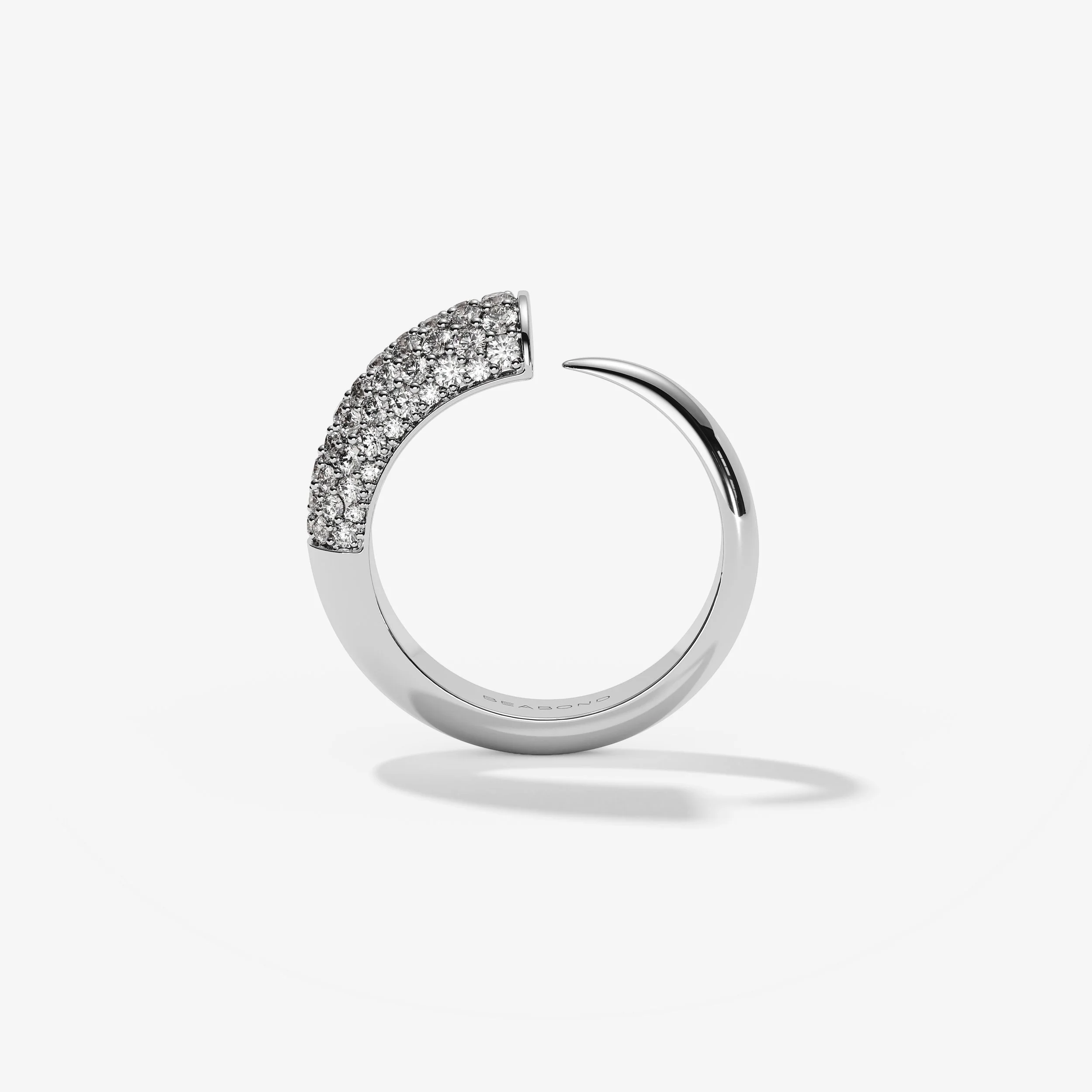 Beabond Lenaka 14k recycled white gold and diamond pave ring