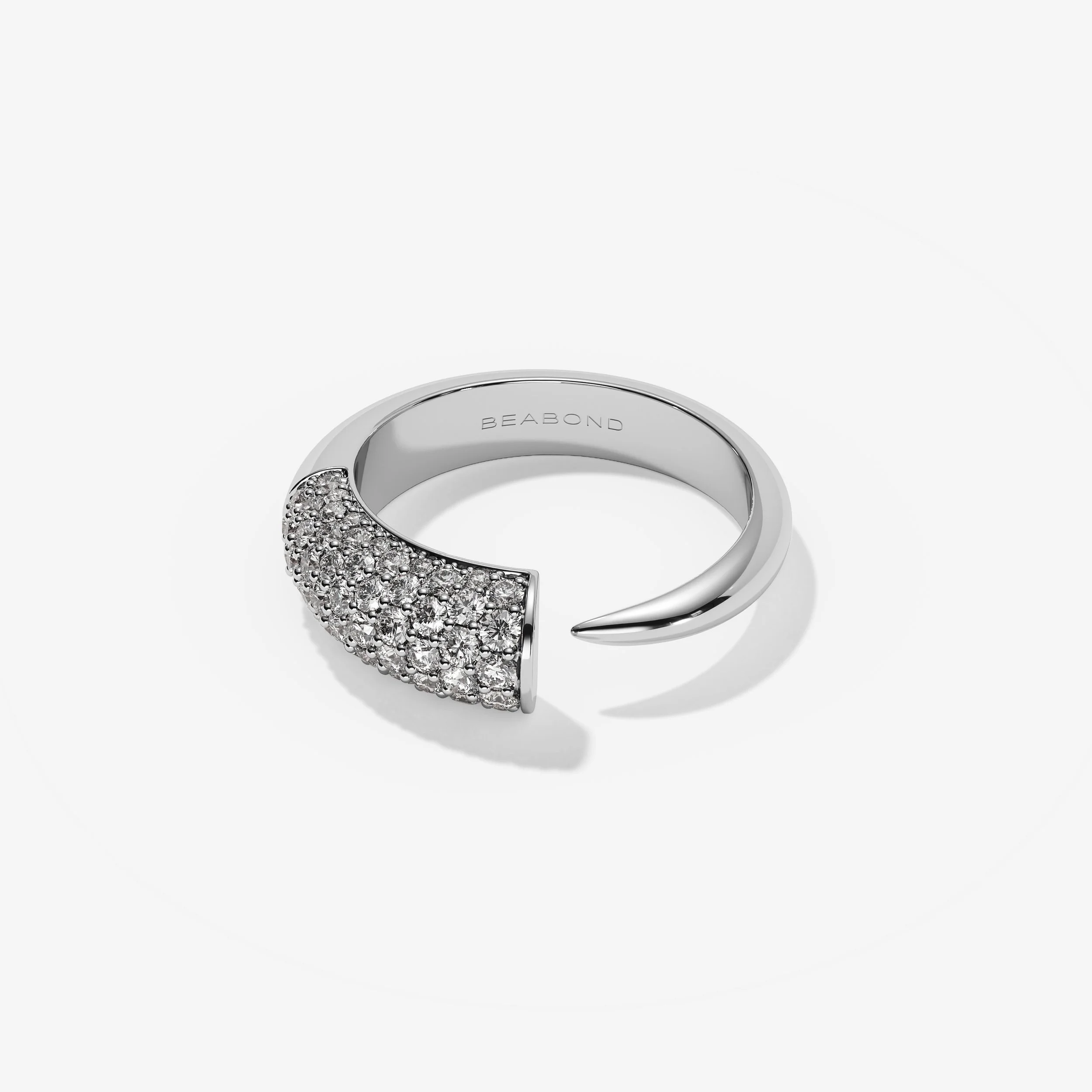 Beabond Lenaka 14k recycled white gold and diamond pave ring