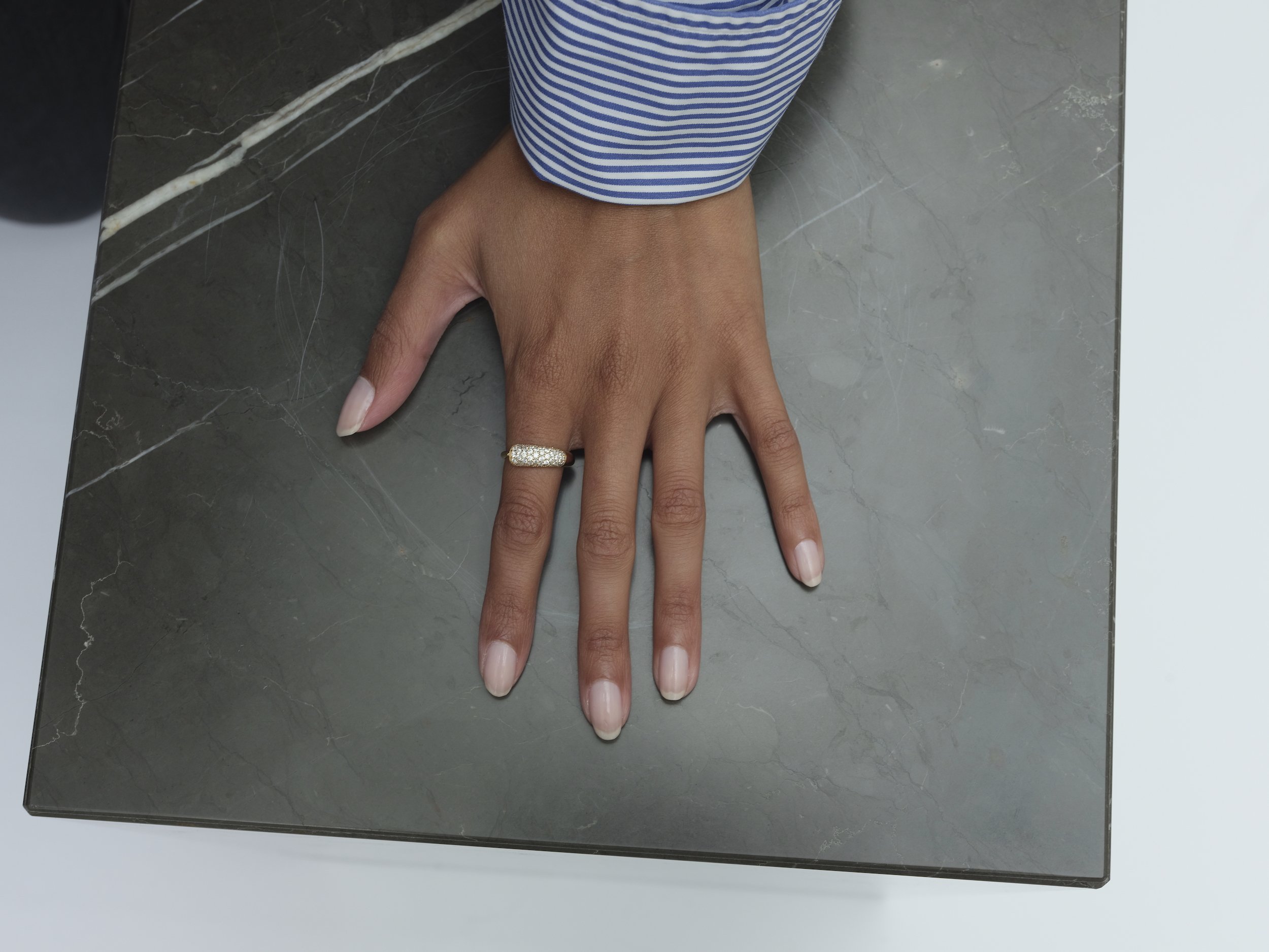 Beabond Lenaka 14k recycled white gold and diamond pave ring