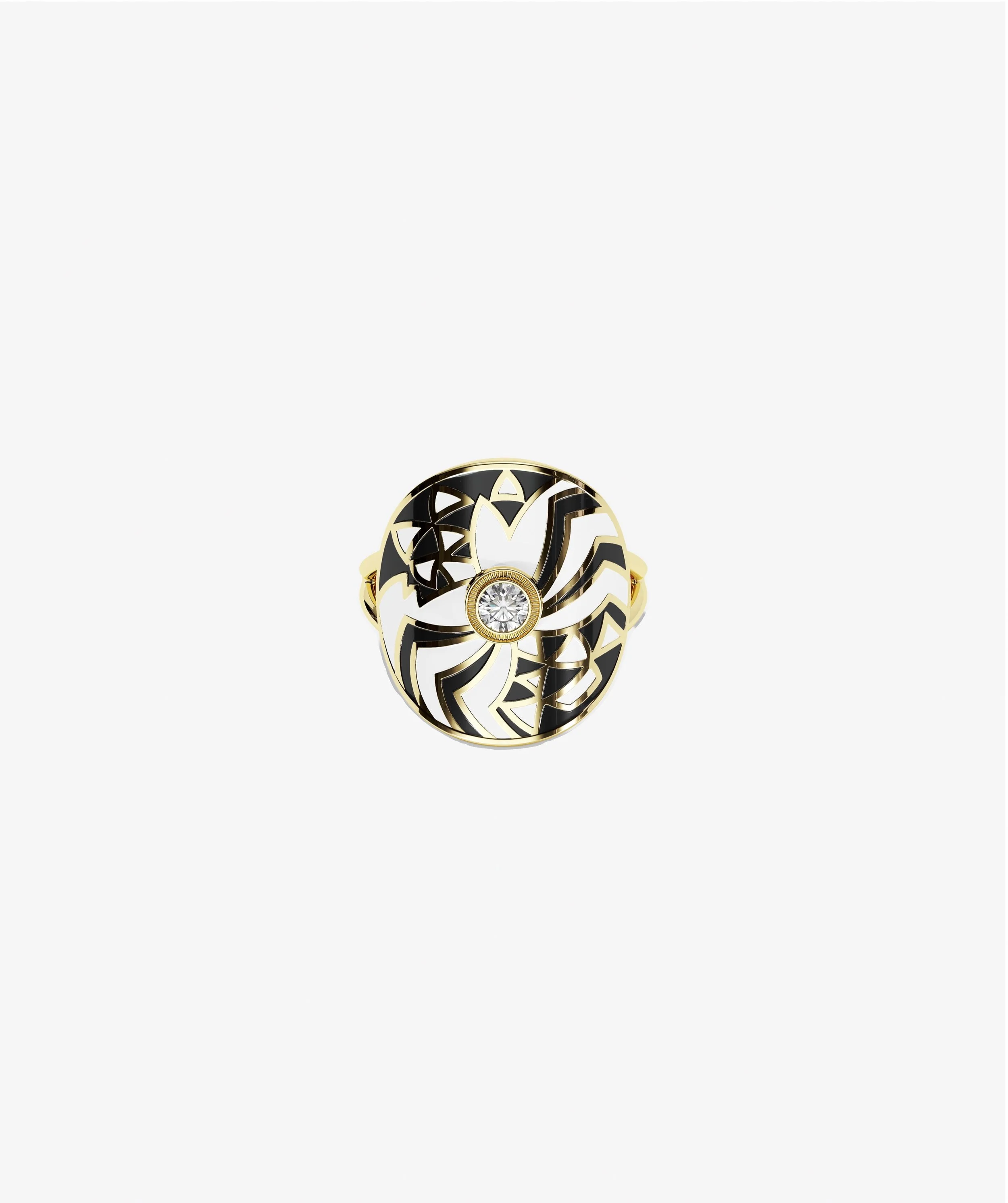 Mokola Palm leaf diamond ring in yellow gold