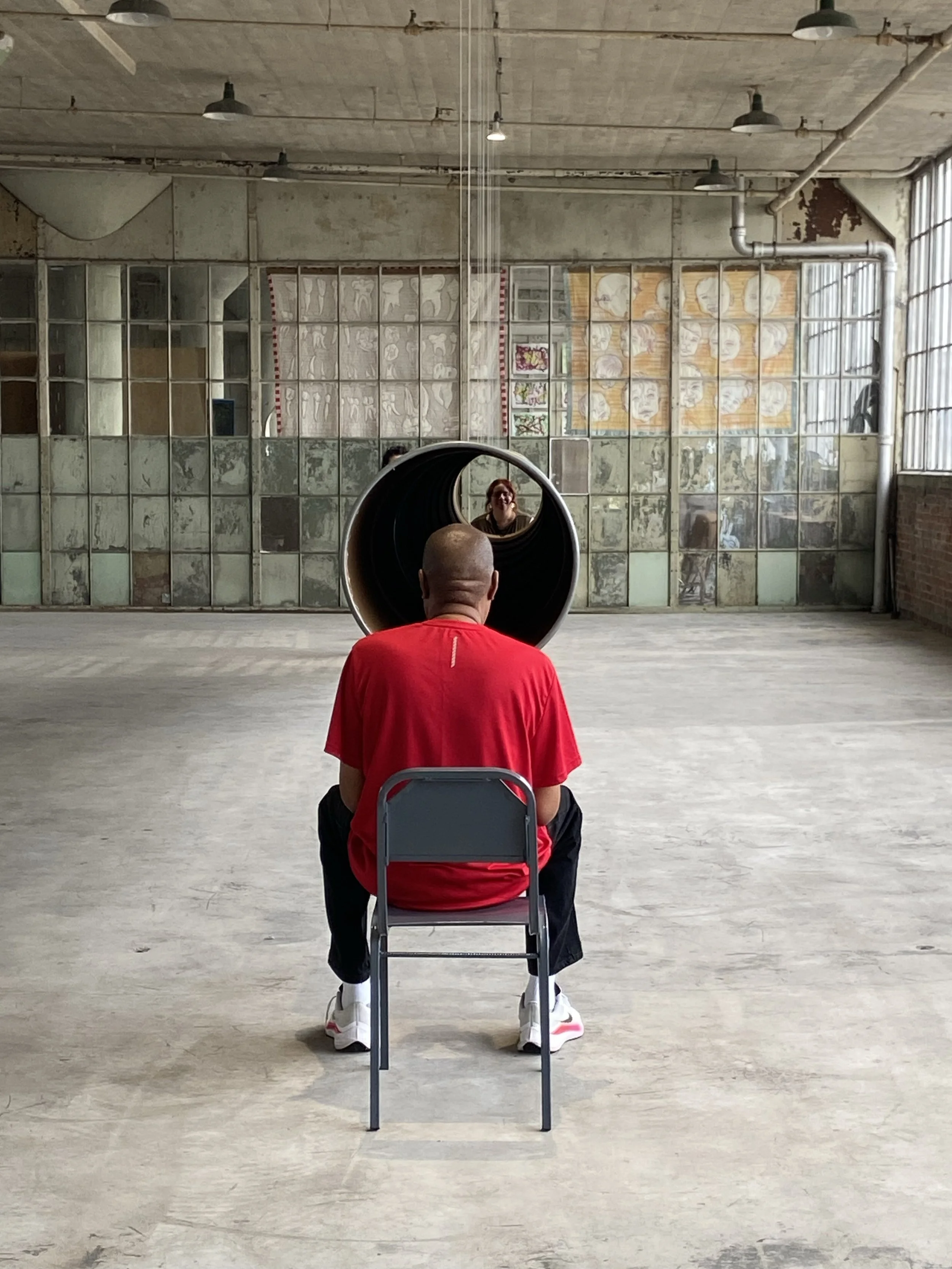 Installation view at Ford Motor Plant, Prospect.6: The Future Is Present, The Harbinger Is Home (Nov 2, 2024–Feb 2, 2025). Image courtesy of the artist