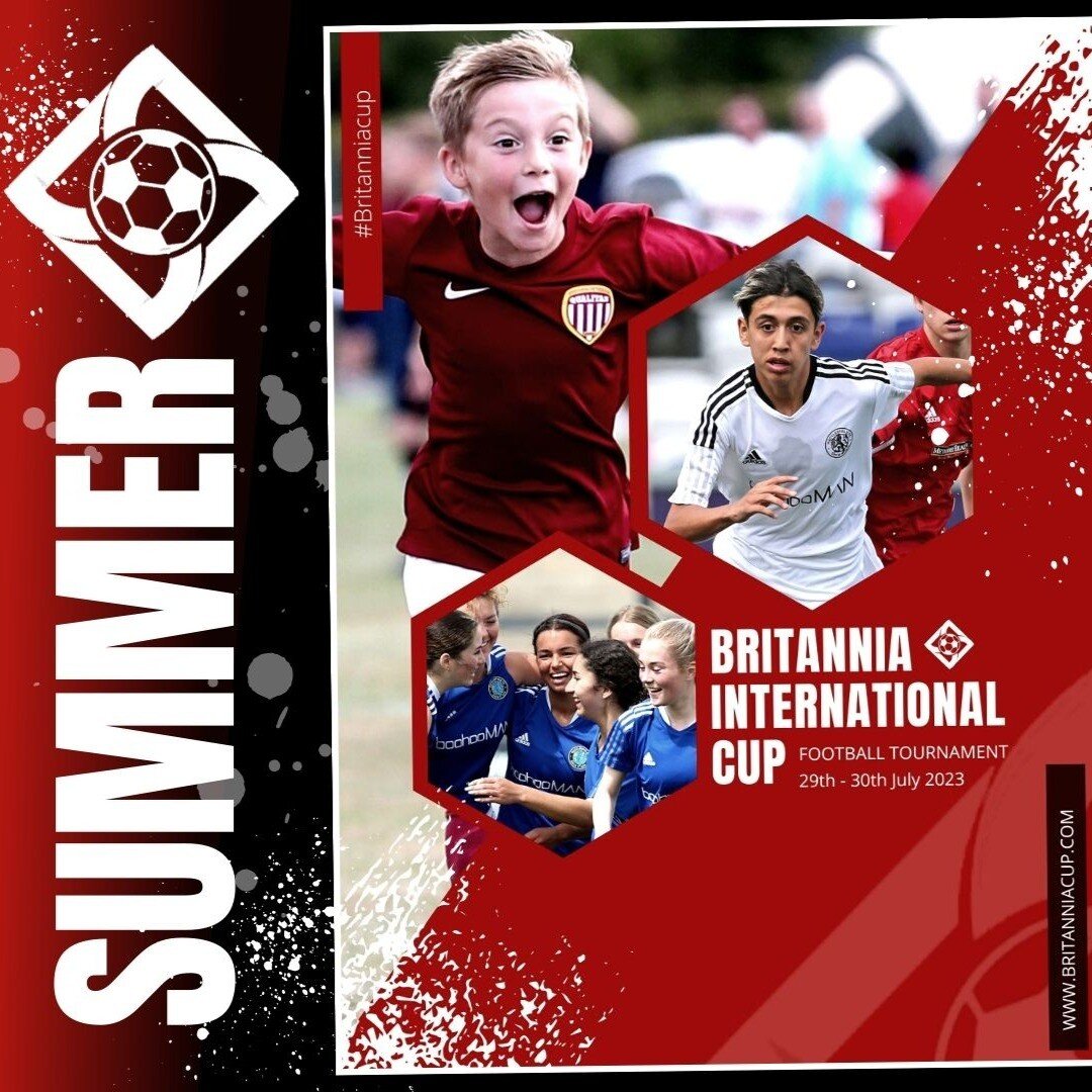 Britannia International Cup is here!
Football Tournament based in Chester
29th - 30th July 2023

Welcoming teams of all levels and abilities!
Mini Soccer | Boys | Girls 
Ages U8 - U18
Women's Open Age | Mens Open Age

For more information visit https