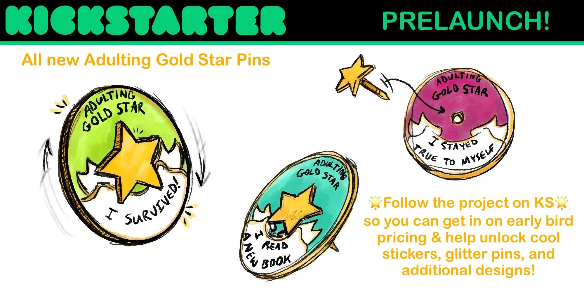 demonstrative illustration for fidget pin kickstarter