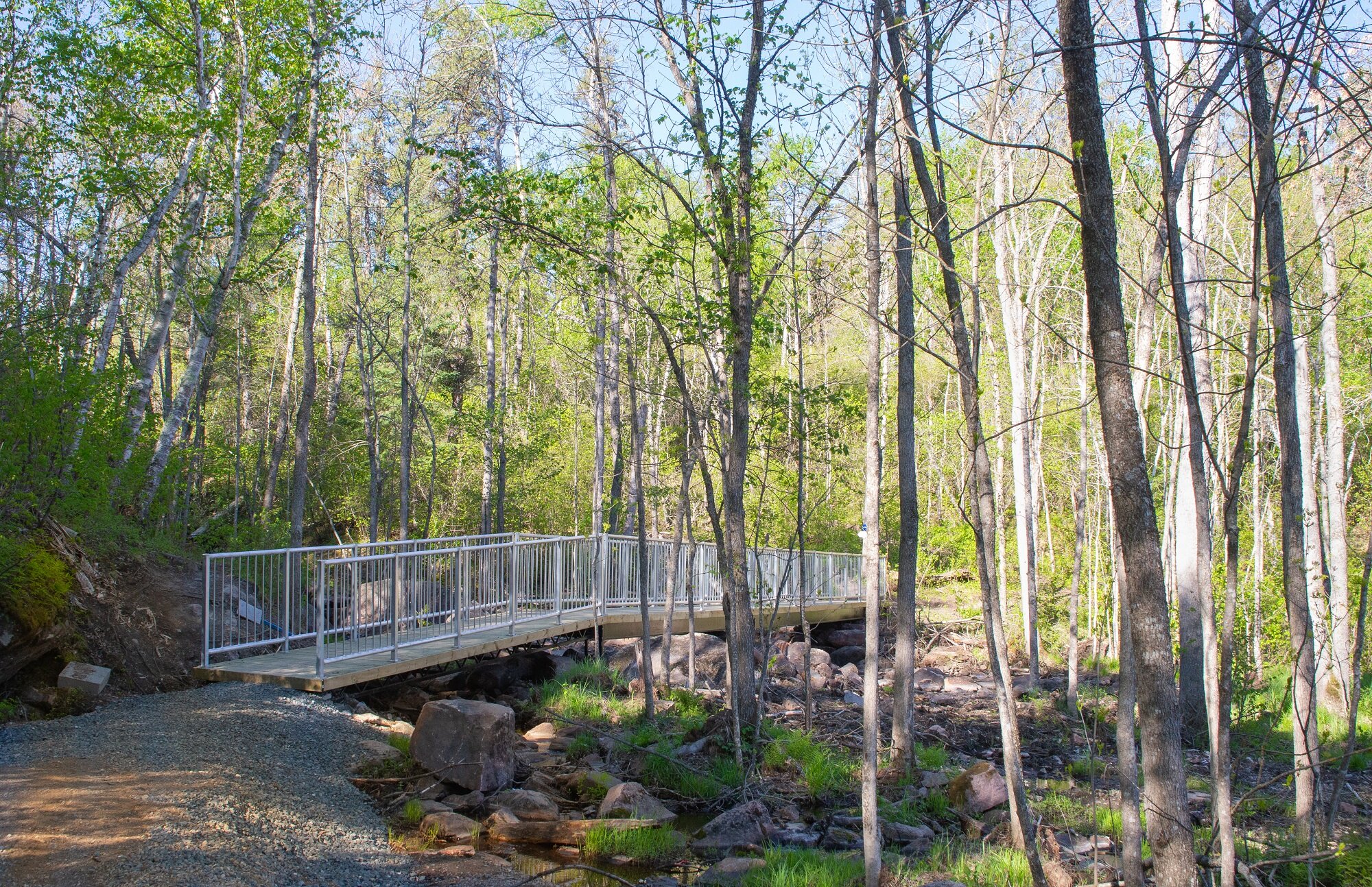 The new bridge installed over McGillvray Falls.