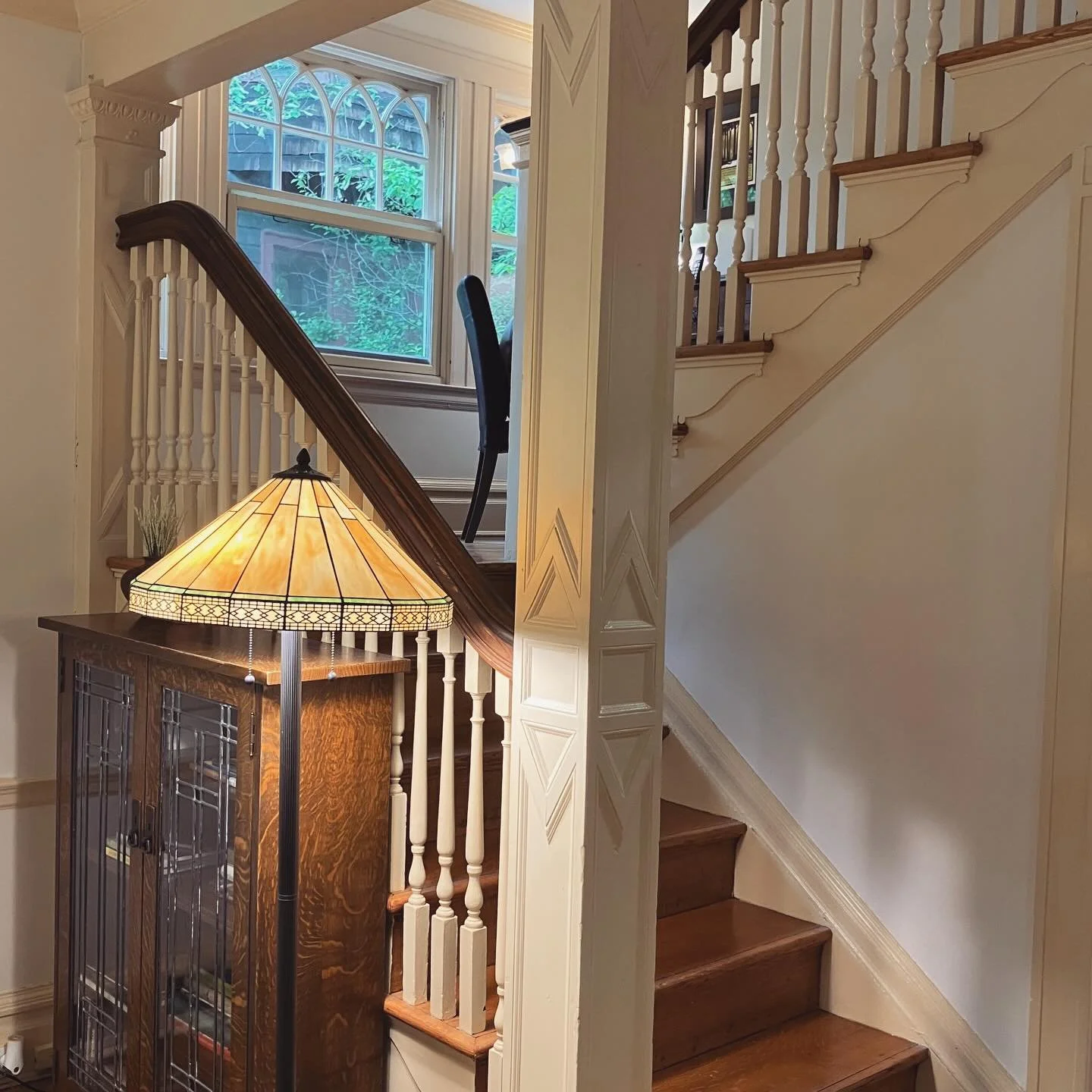 Sunday Staircase.  This one in a beautiful home is of modest size but has a secret at the landing.  There you&rsquo;ll find the perfect office or writing nook.  Sized perfectly for one to enjoy by the natural light from the windows or in the evening 