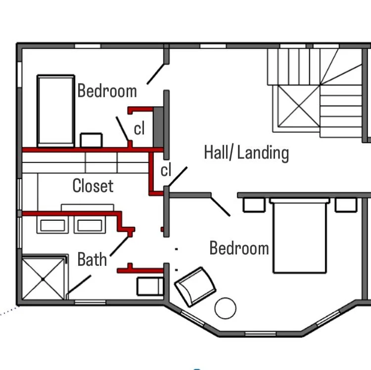 Creating a more luxurious primary suite was the goal. 

This historic home has 5 bedrooms on this level but, like many historic homes, one of those &lsquo;bedrooms&rsquo; was tiny and not usable by today&rsquo;s standards.  We developed a plan to ret