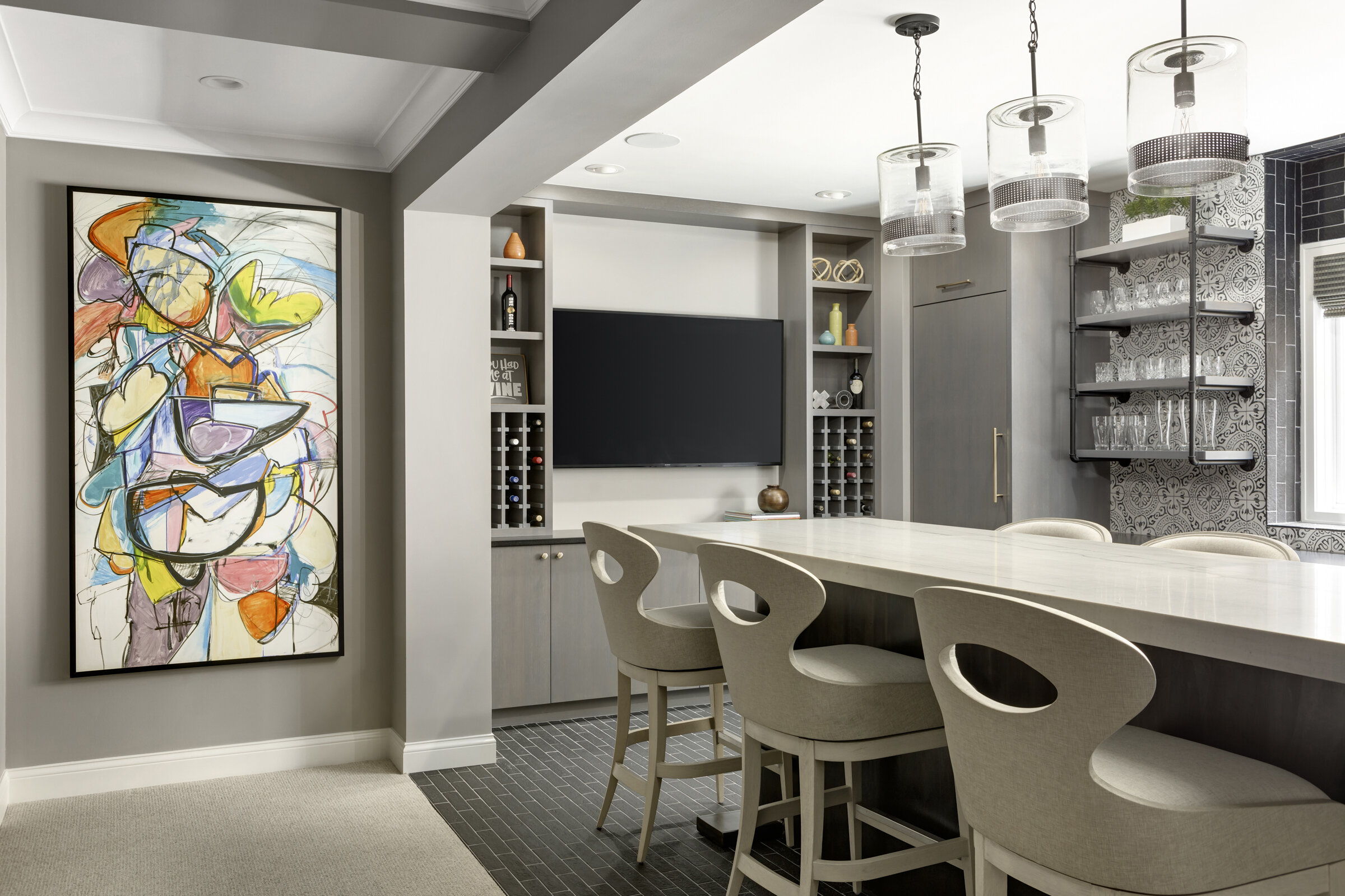 REFINED Remodeling: Bold Lower Level Lounge