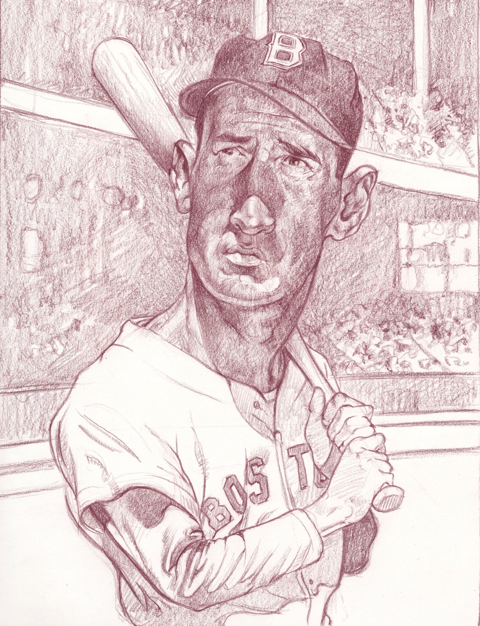 Ted Williams preliminary drawing 