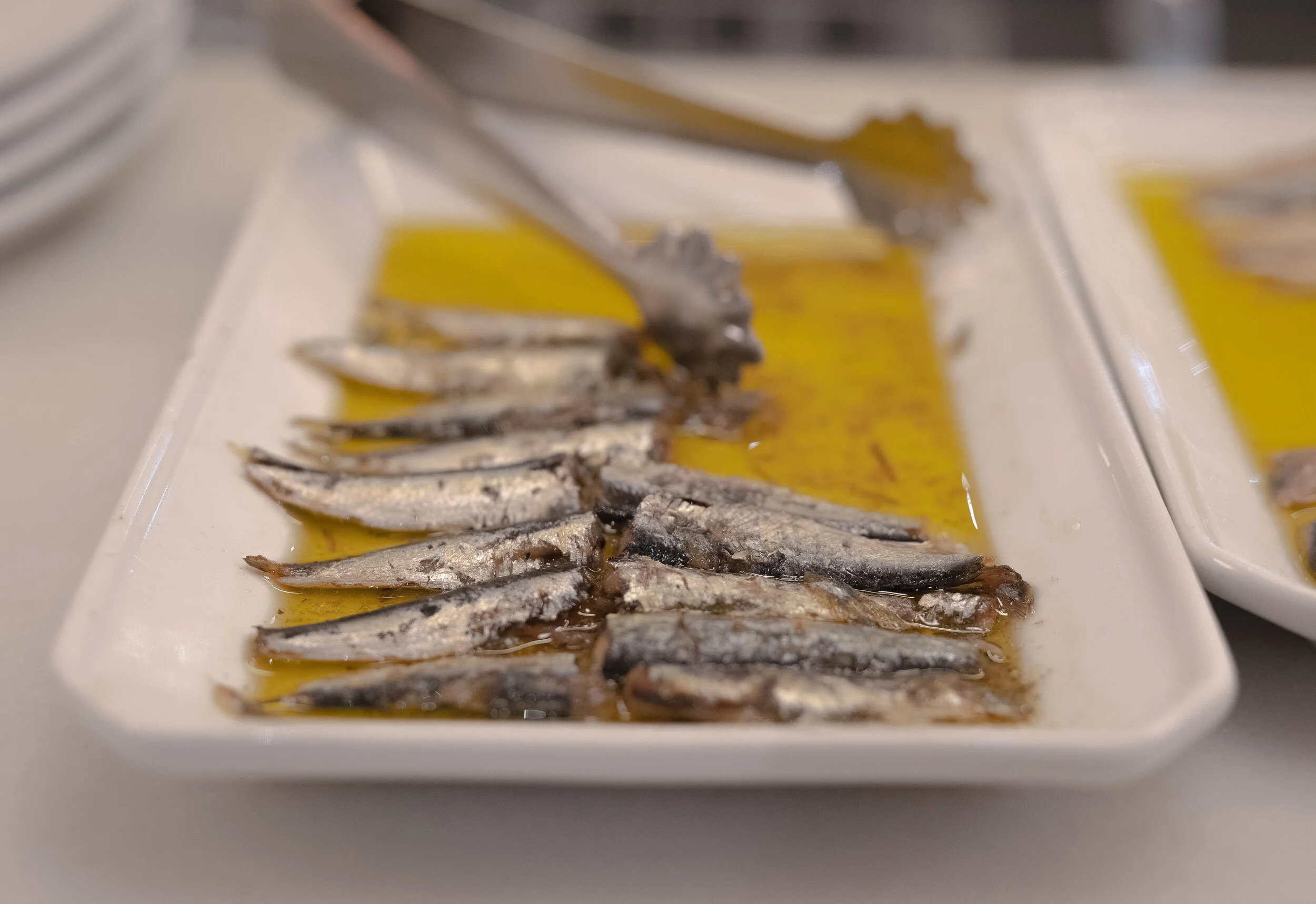 Salted anchovies in olive oil