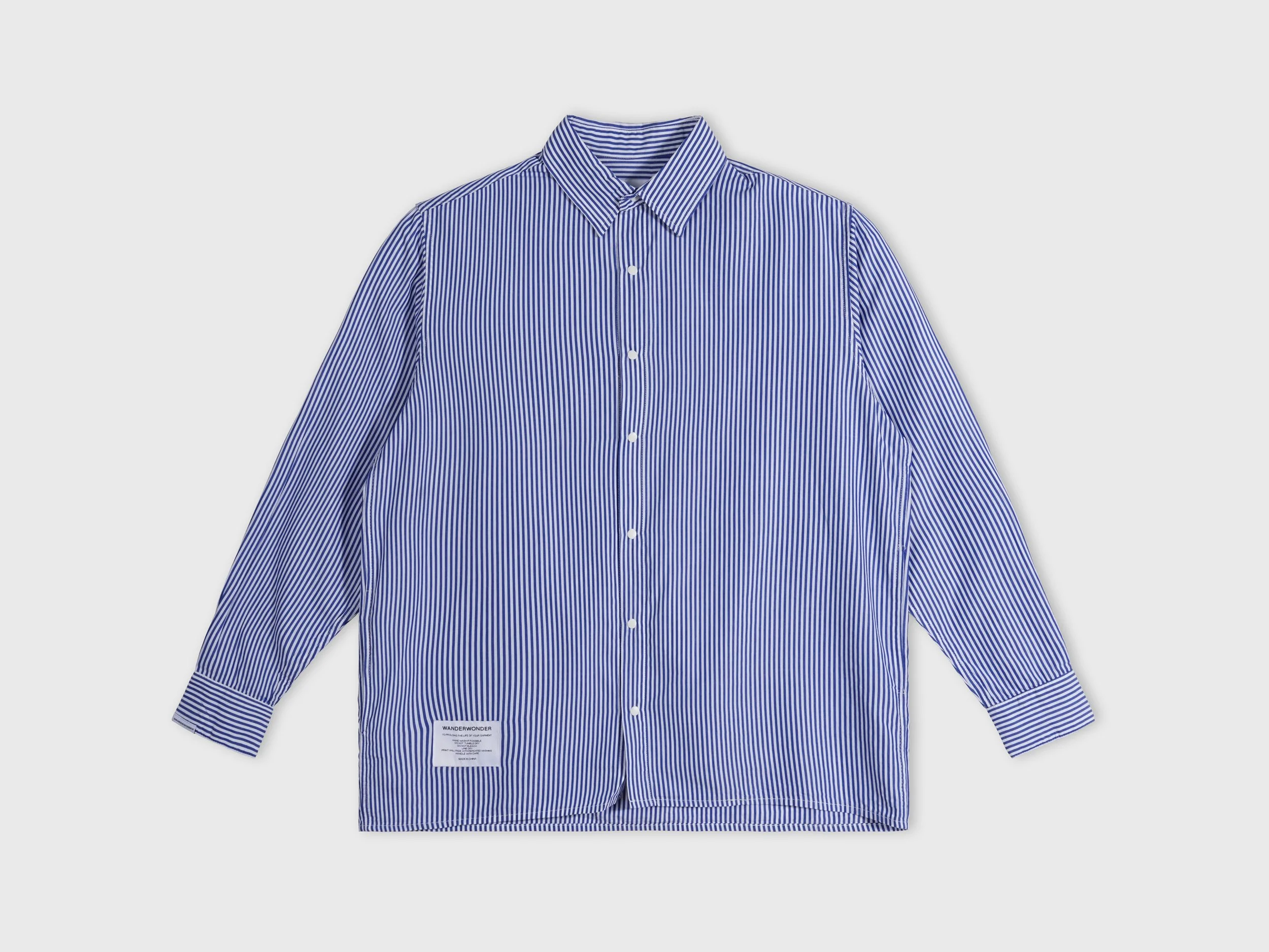 Long Sleeve OverShirt (Dark Blue Stripes)
