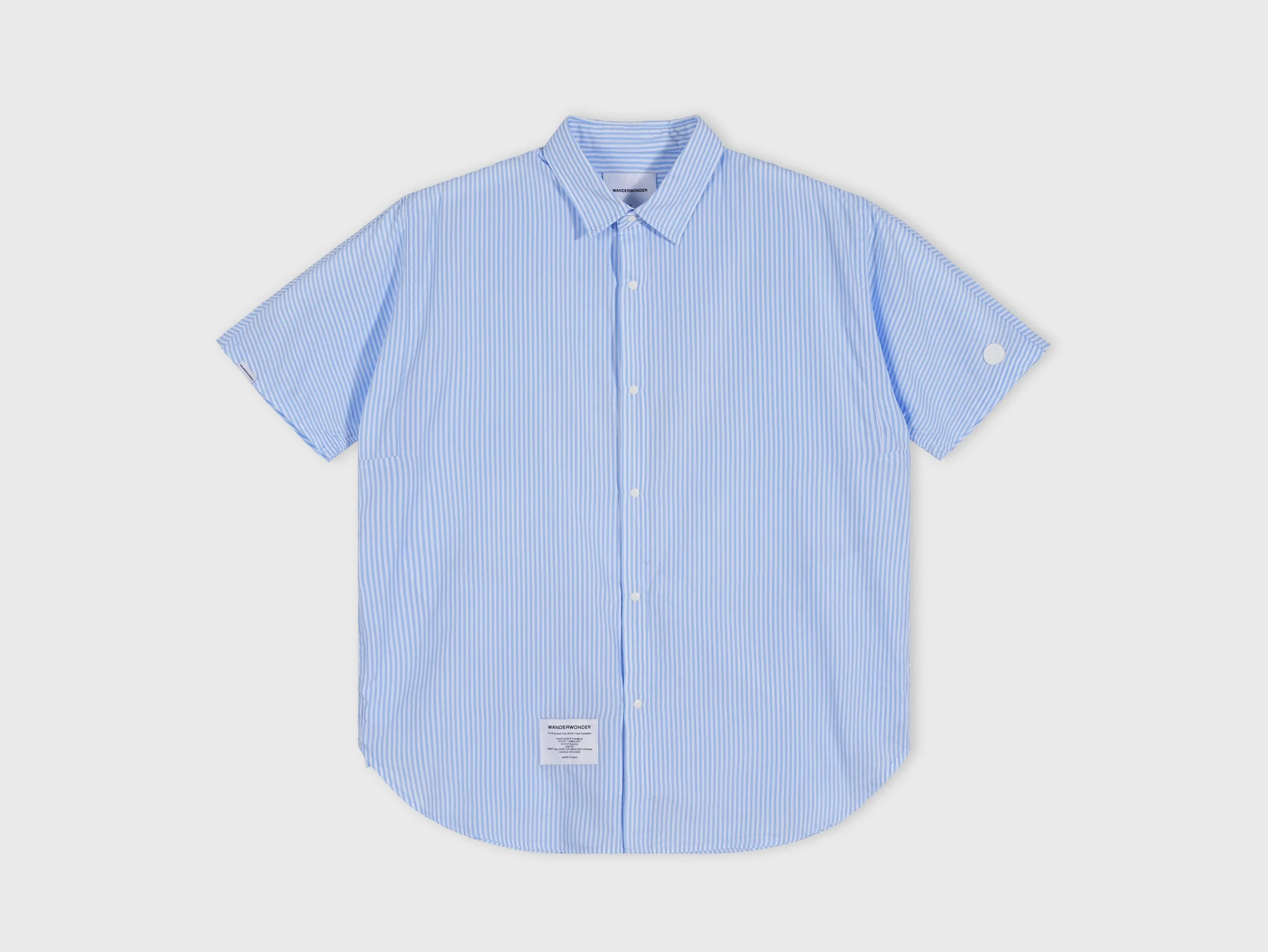 Short Sleeve OverShirt (Light Blue Stripes)