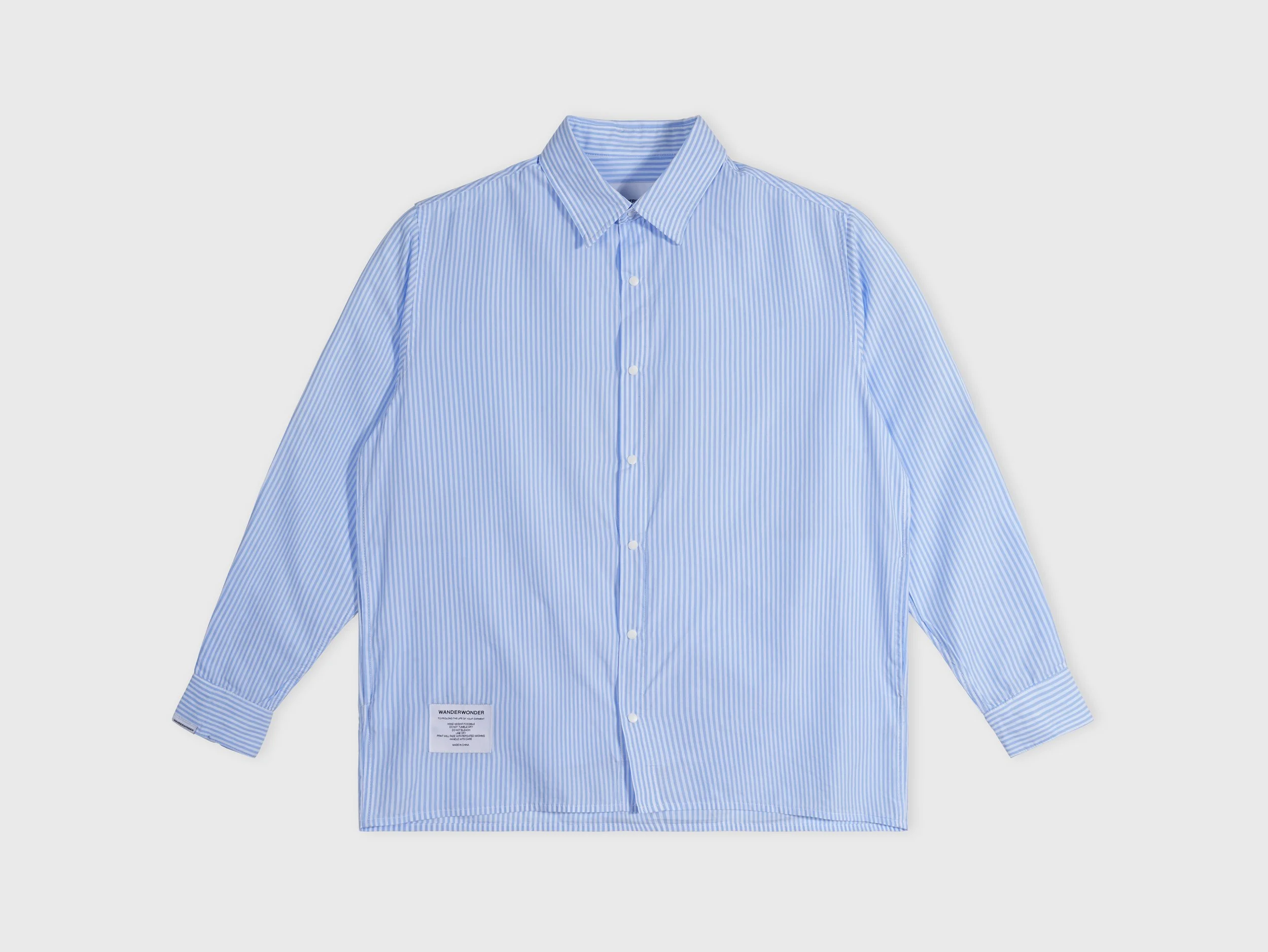 Long Sleeve OverShirt (Light Blue Stripes)