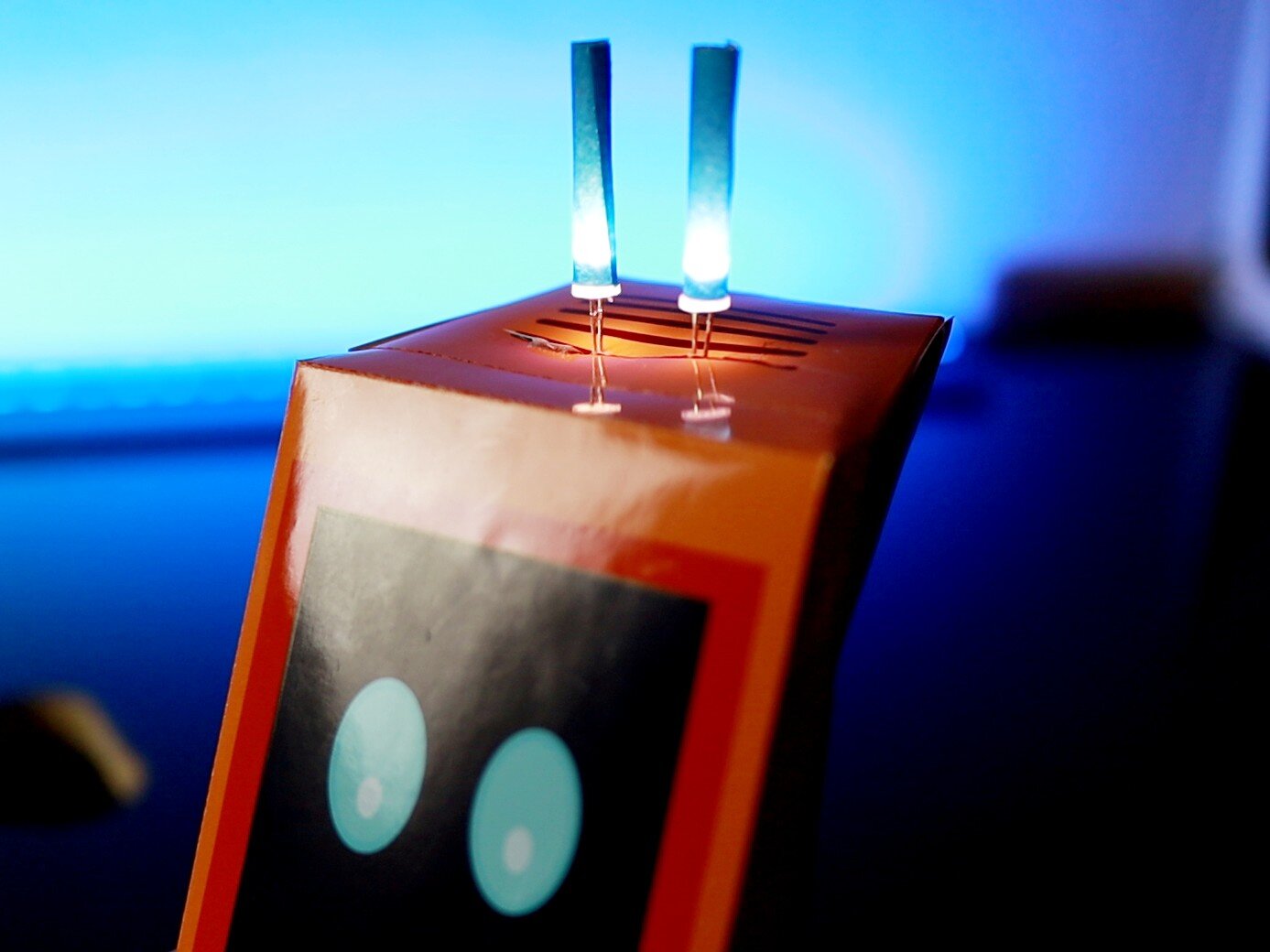 light-up LED antennae for robot