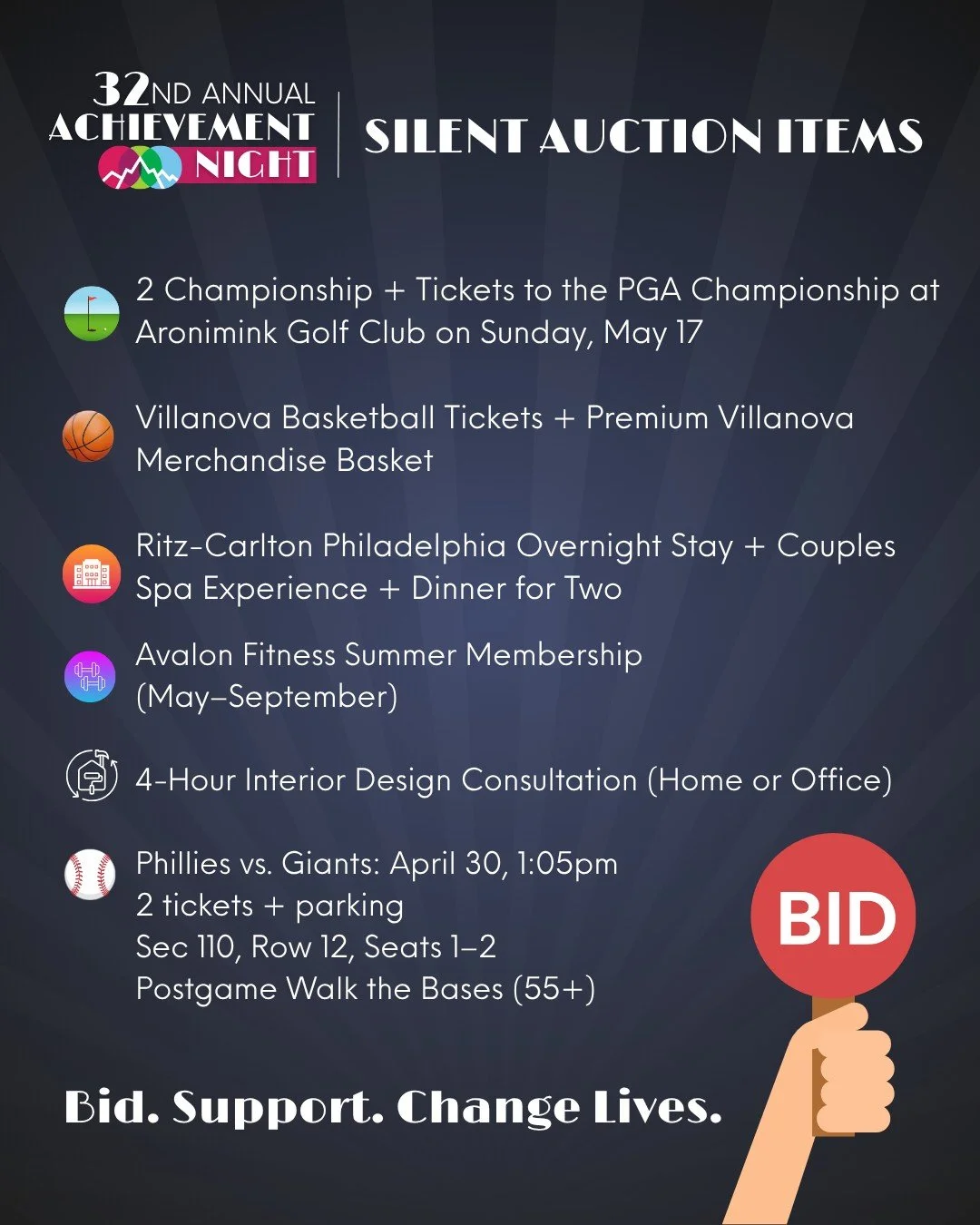 Our 32nd Annual Achievement Night is officially SOLD OUT! 🎉⁣⁣
⁣⁣
We can&rsquo;t wait to celebrate alongside an incredible community &mdash; and guests attending the event will have the chance to bid on amazing 𝐒𝐈𝐋𝐄𝐍𝐓 𝐀𝐔𝐂𝐓𝐈𝐎𝐍 𝐈𝐓𝐄𝐌𝐒,