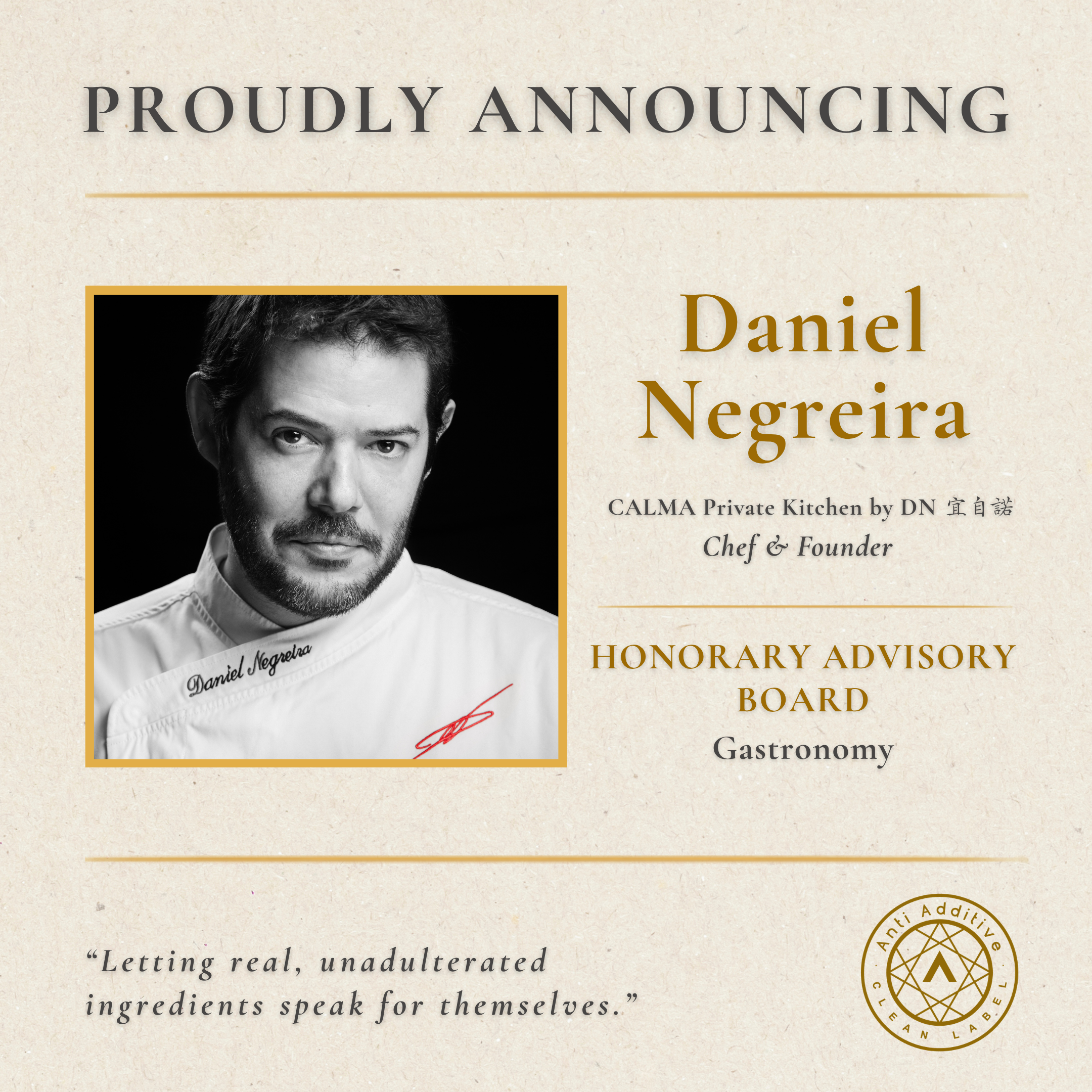 Chef Daniel Negreira, Renowned Culinary Figure, Joins A.A. Honorary Advisory Board
