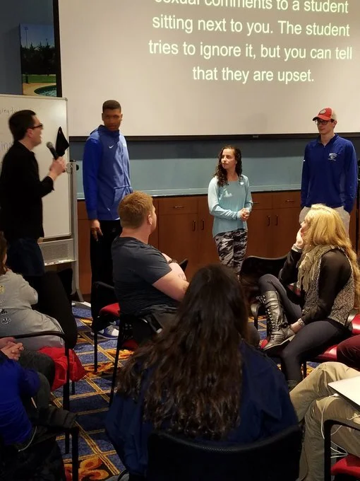 Twitter post from St. Louis University about Bystander Intervention Workshops
