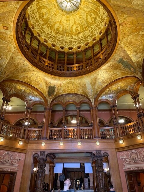 Atrium of the Ponce de Leon Hotel/Flagler College,  the first of many elaborate hotels Flagler would build for the world’s wealthiest people to enjoy. 