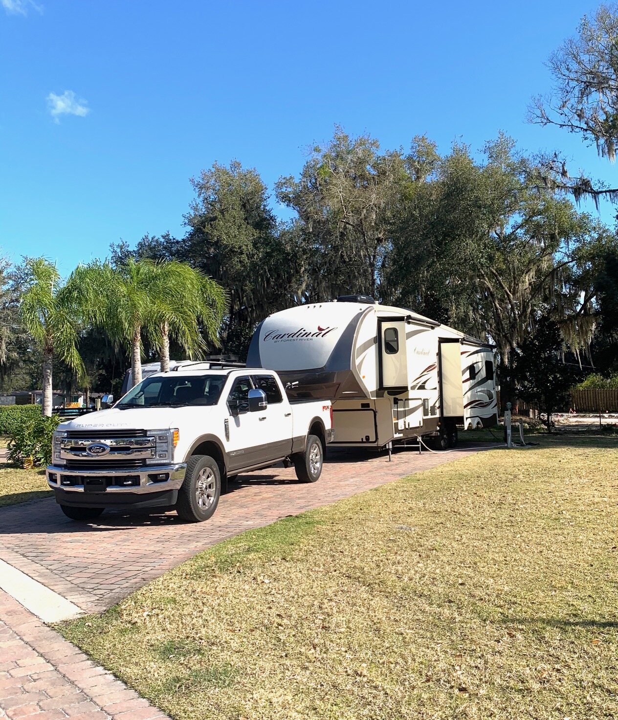  Successfully backed into our RV site at Renegades on the River in Crescent City, Florida.  
