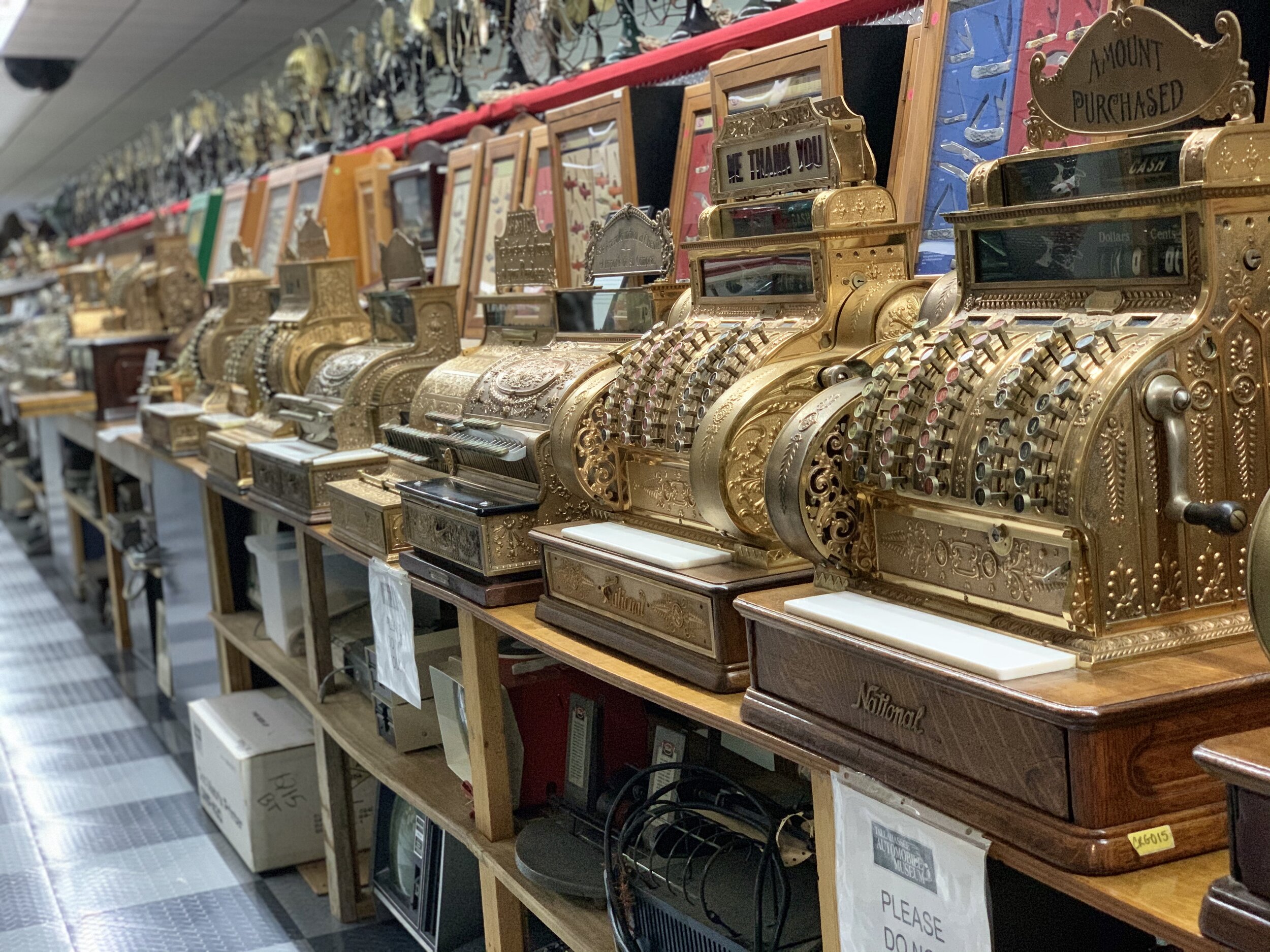  …lots of cash registers…and antique adding machines, typewriters, and telephones of all ages! 