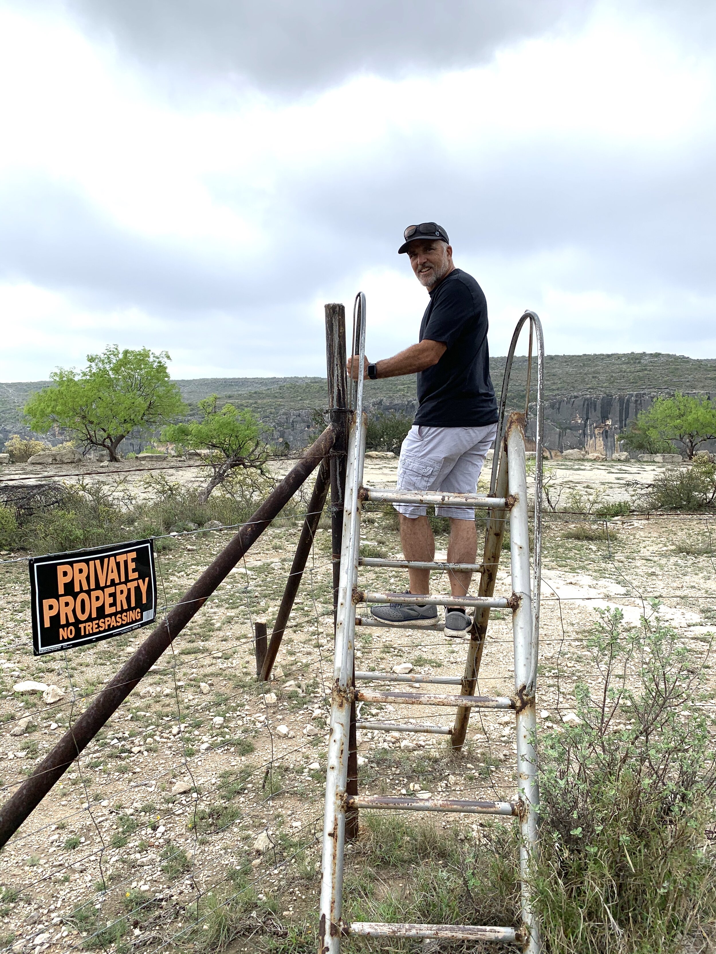  They would not have provided this nifty ladder over the fence if they really meant it. We were on our way to see the Pecos River High Bridge and the water below! 