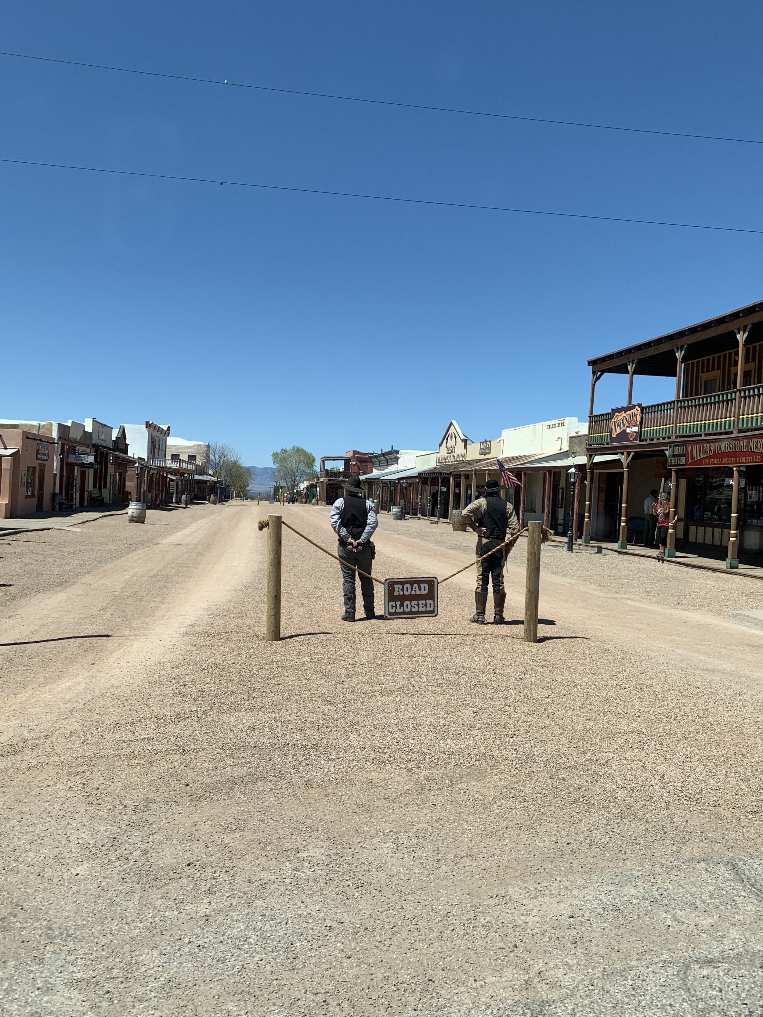  Our first stop in Arizona was the old western town of Tombstone. Normally the town would be packed with tourists exploring all things cowboy, western and outlaw but as you can see our trip was a little unusual—looking more like a ghost town. 