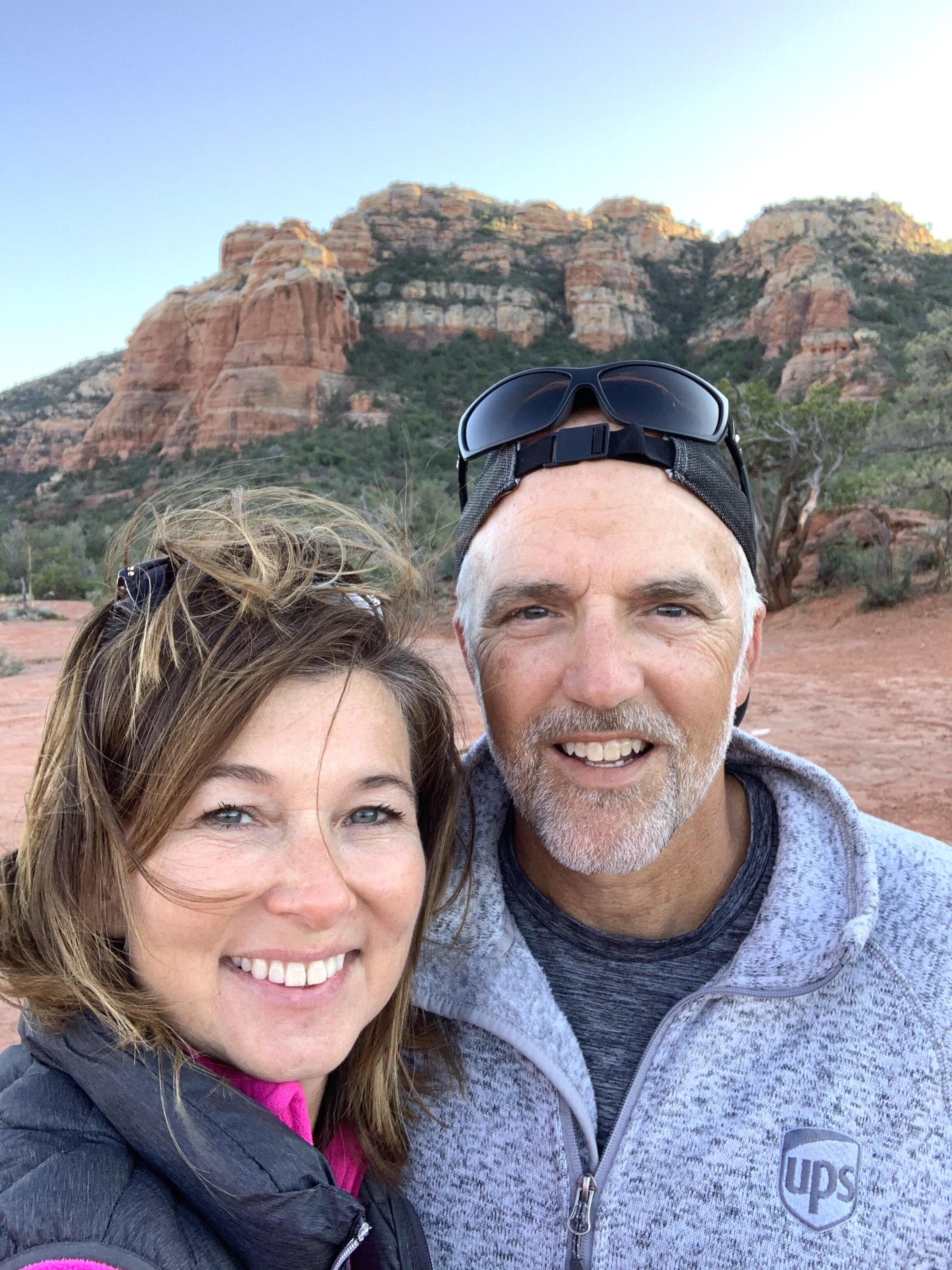  Sedona was our next stop in Arizona—so much diversity in Arizona. The prickly cactus plants  were replaced with an abundance of Juniper trees against a backdrop of red rock mountains—just beautiful. 