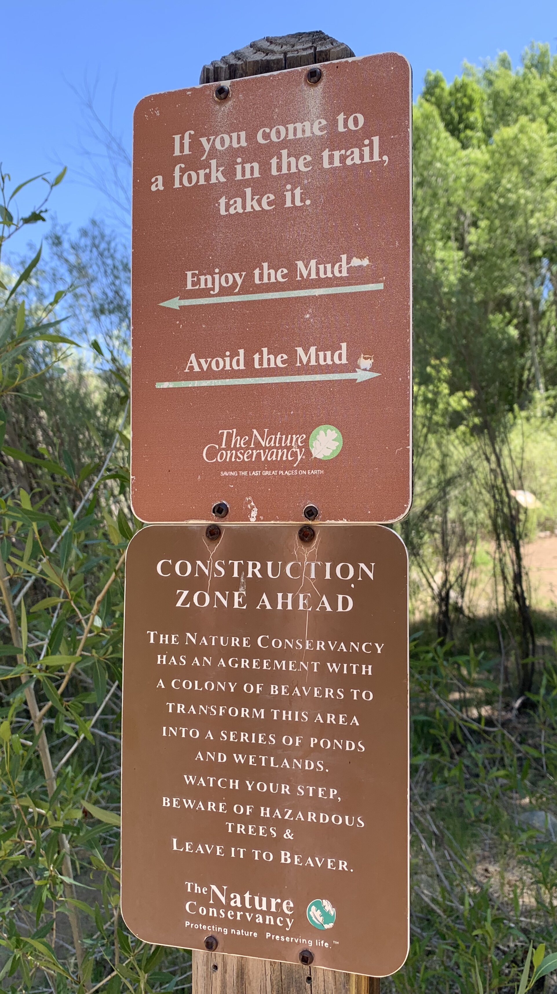  A humorous sign on a Santa Fe hiking trail.  