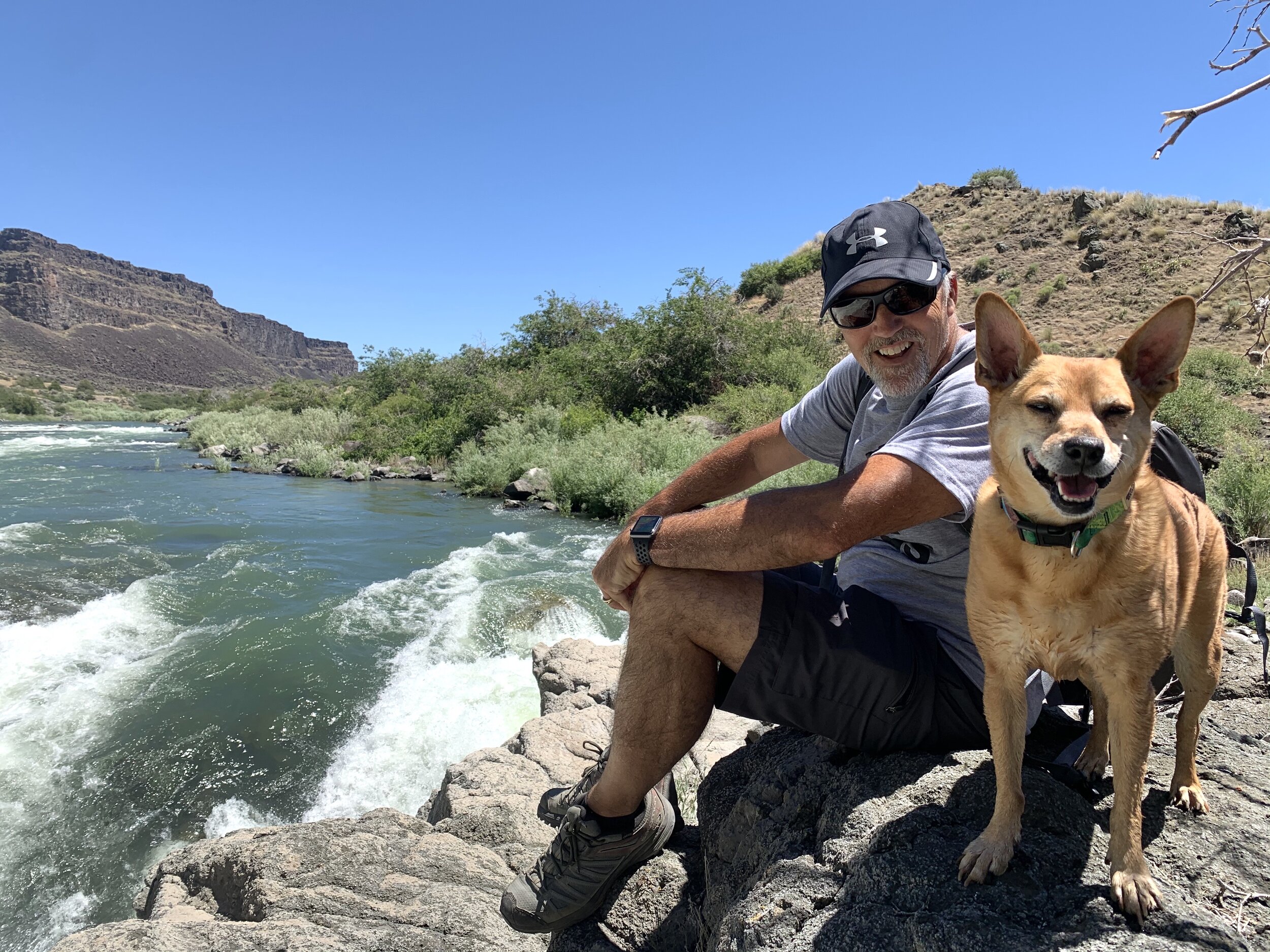  On another day, we hiked along the Snake River at Auger Falls Park. It was hot and we enjoyed our breaks by the rushing water. 