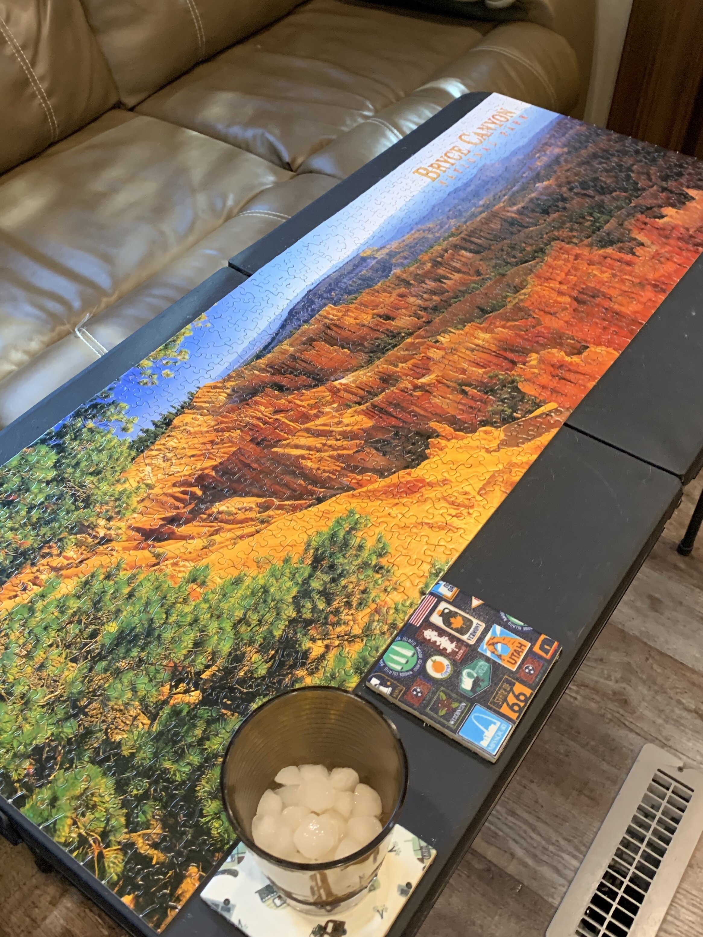  After falling in love with Bryce Canyon in Utah, we purchased this puzzle. 1000 pieces. Our first puzzle ever. It was so hard. We thought we may give up. We carried this project through four states and almost 1500 miles before it’s glorious completi