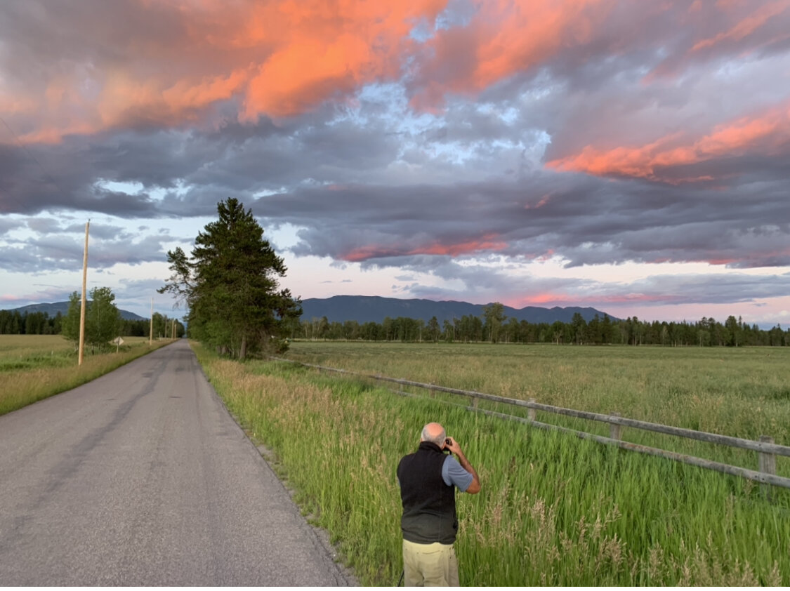   Whitefish  is known as one of the “Top 25 Ski Towns in the World” by National Geographic, but like Kalispell, it has old west charm coupled with miles and miles of beautiful farmland. On our way home from dinner, the sky grew moody with pink and bl