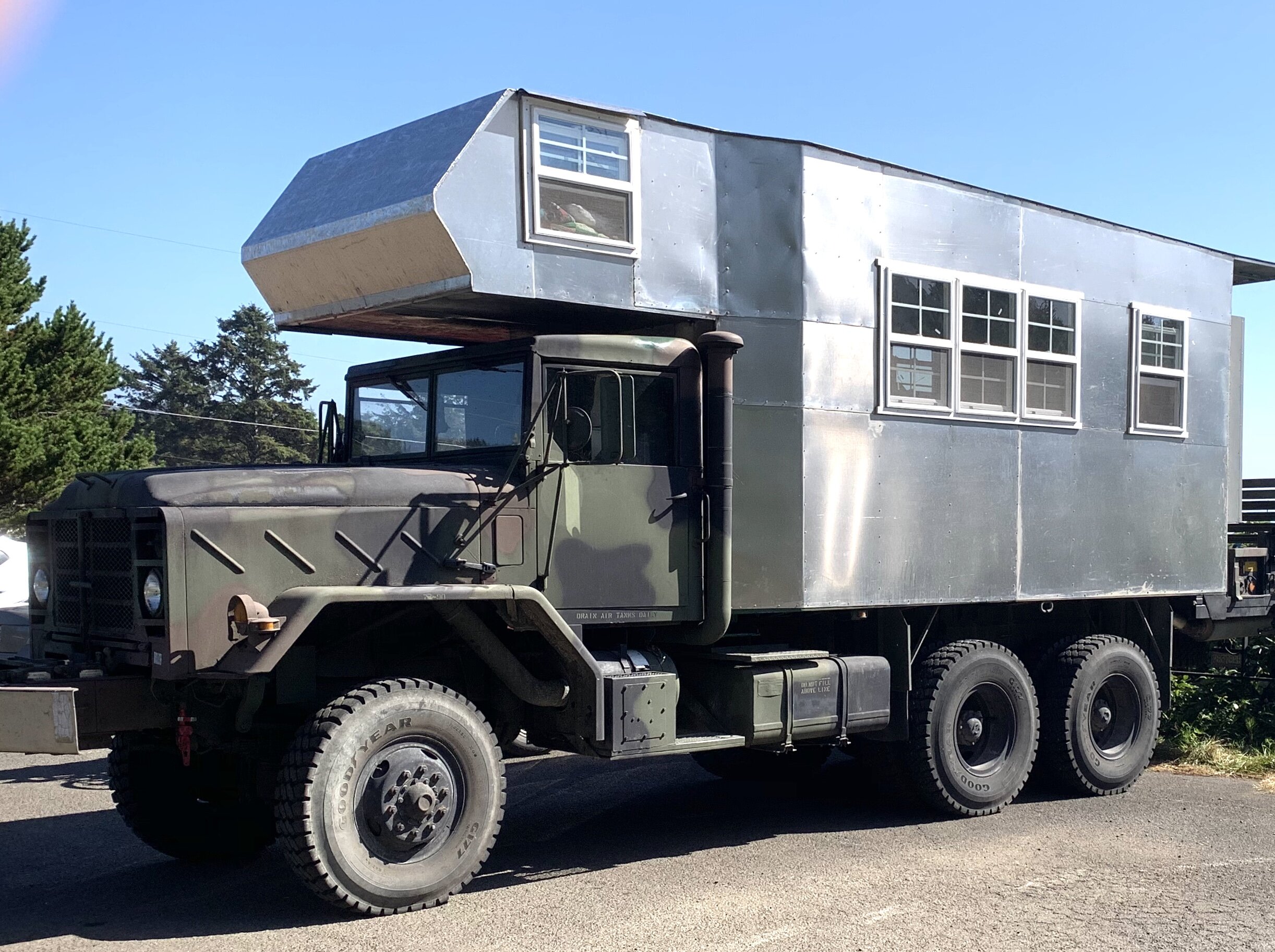  We’ve enjoyed featuring some of the unusual custom-made campers we’ve seen. In Newport, we spotted this impressive beast.  