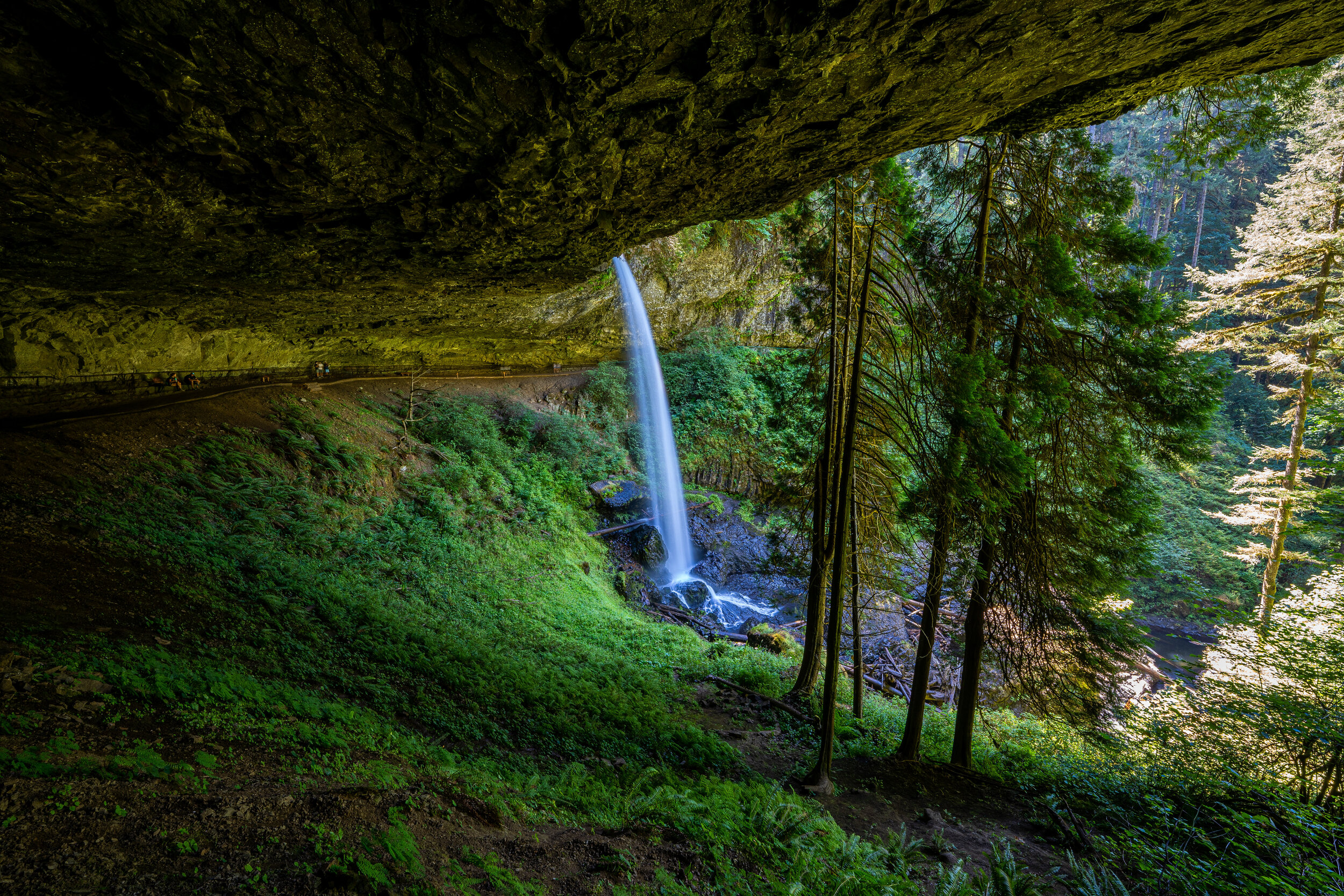  At  Silver Falls State Park  in Sublimity, OR, Craig and Aunt Polly hiked the breathtaking 7.2-mile hike around the  Trail of Ten Falls.  At this fall, the trail bends behind the water. If you look closely, you can appreciate the size of this specta
