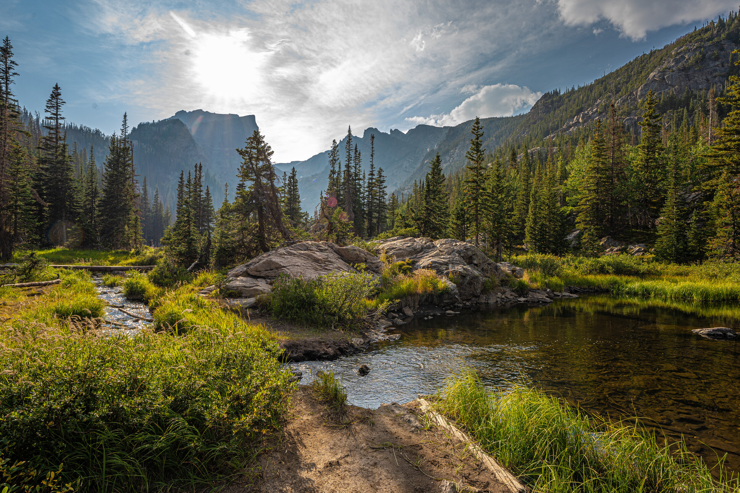  One of the many spectacular views along the  Emerald Lake Trail  in  Rocky Mountain National Park.   